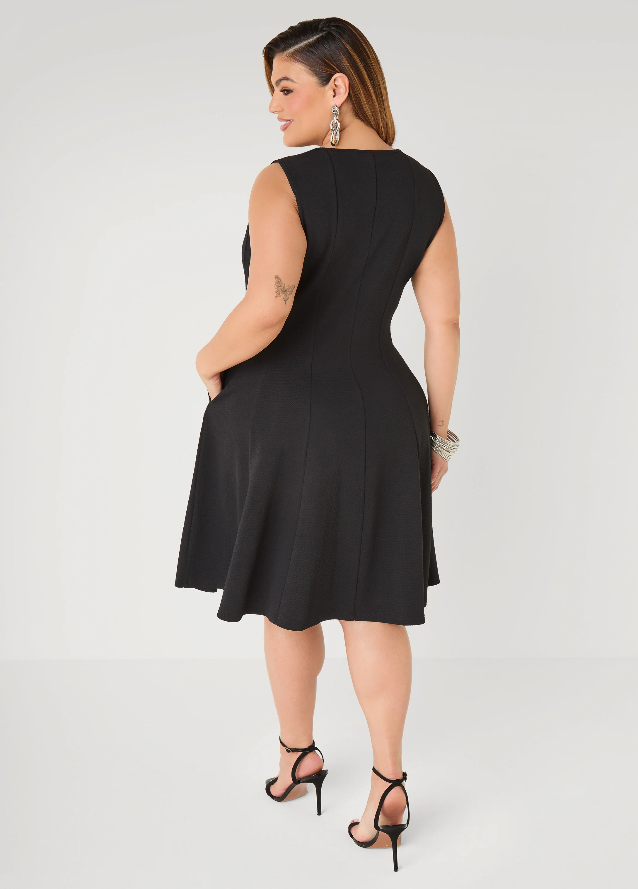 Textured Knit A Line Dress - Image 2