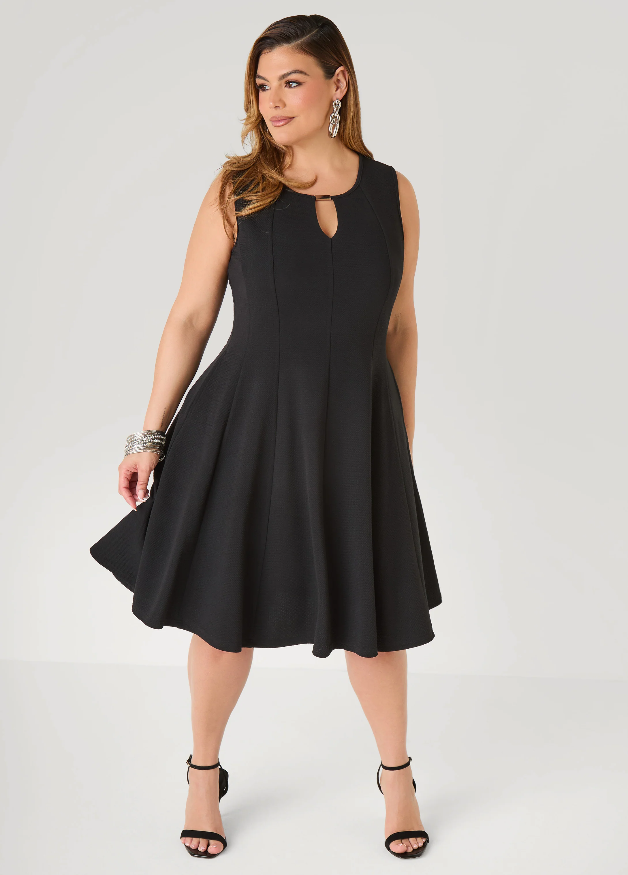 Textured Knit A Line Dress - Image 3