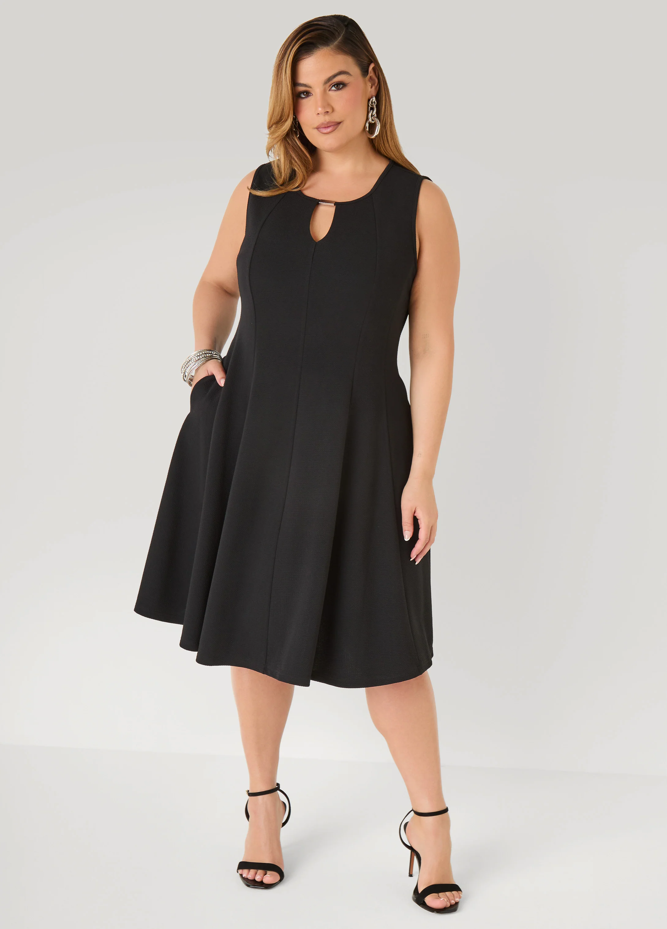 Textured Knit A Line Dress - Image 4