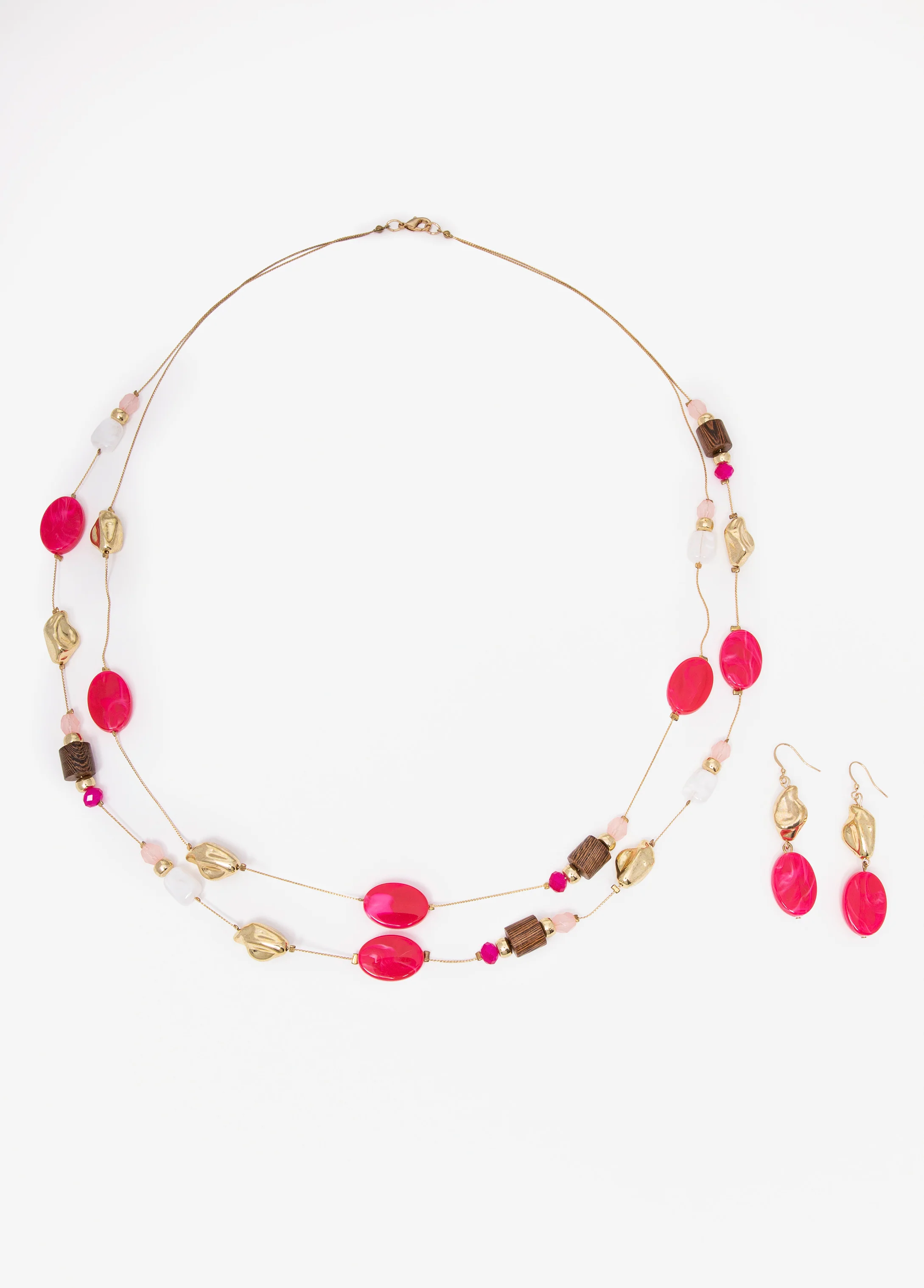 Bead And Wood Necklace Set - Image 2