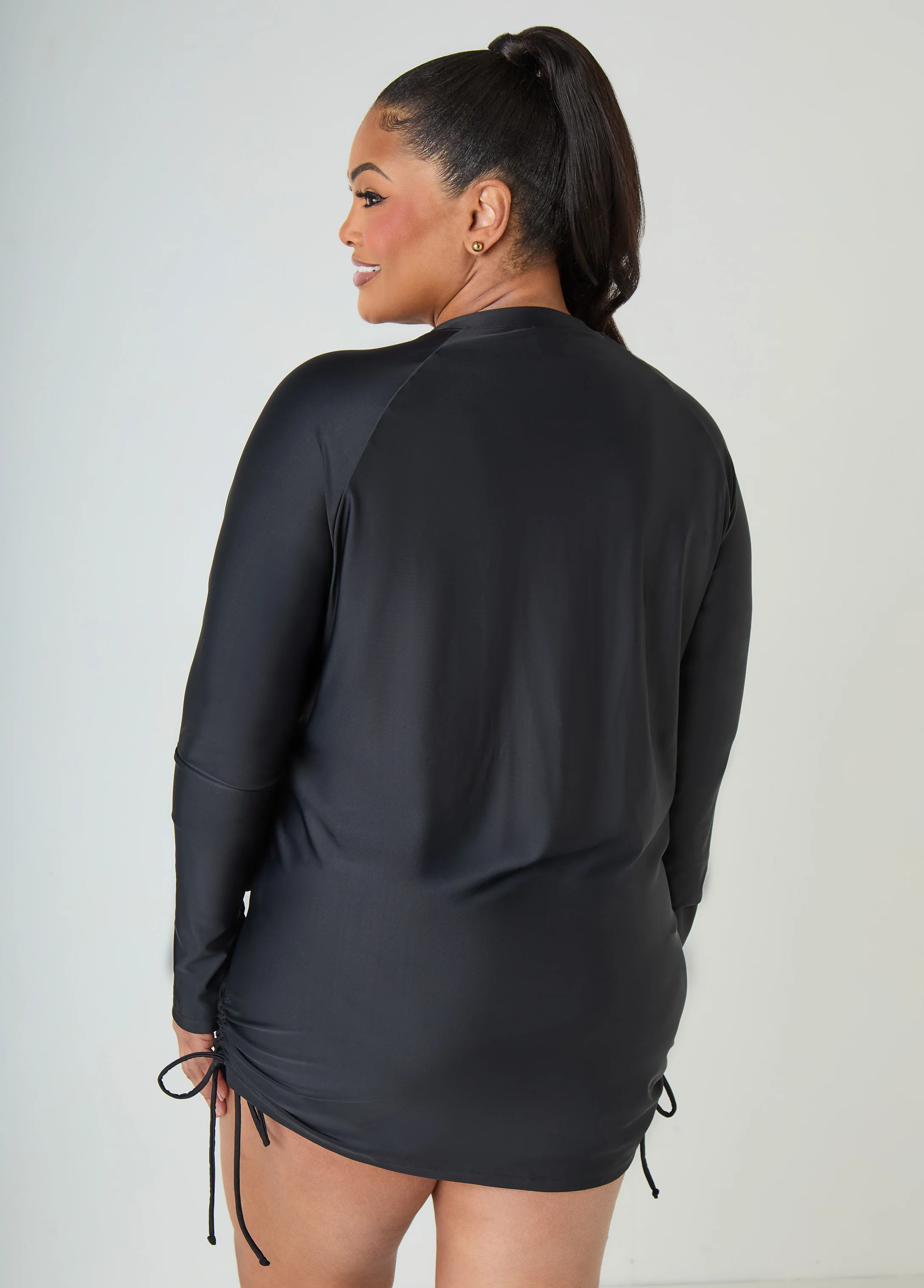 Drawstring Zip Front Cover Up - Image 2