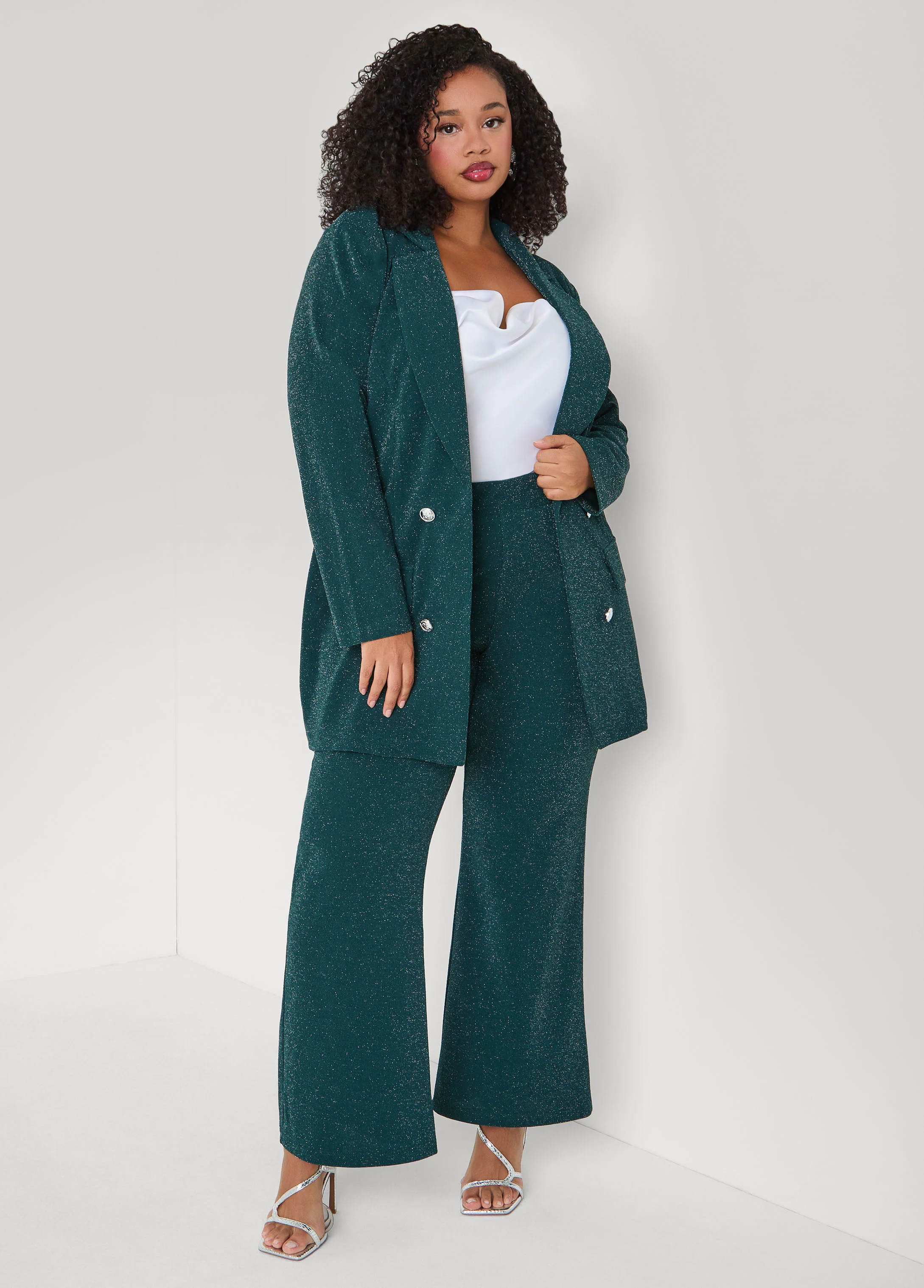 Metallic High Rise Wide Leg Pants - Image 6