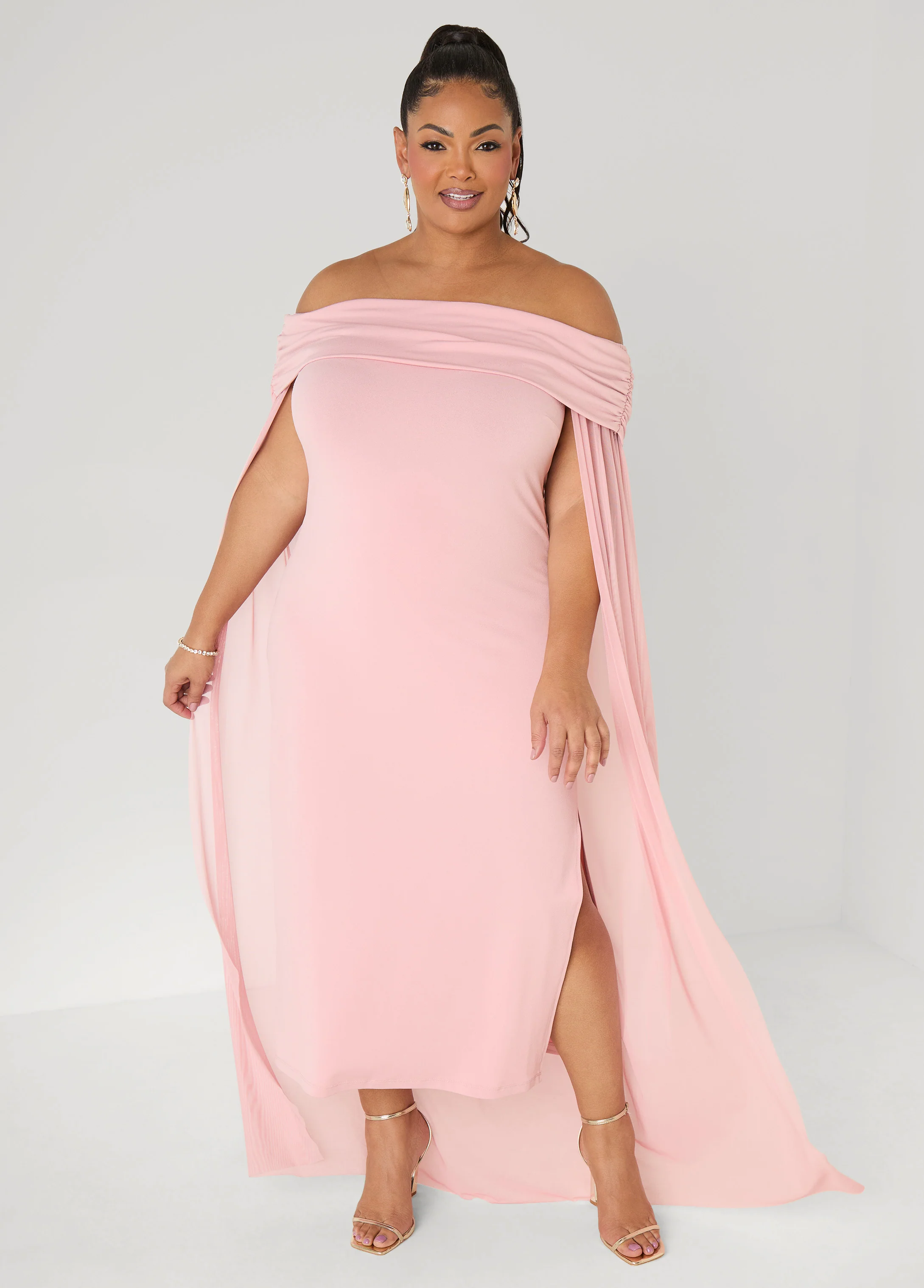 Off The Shoulder Cape Dress - Image 10