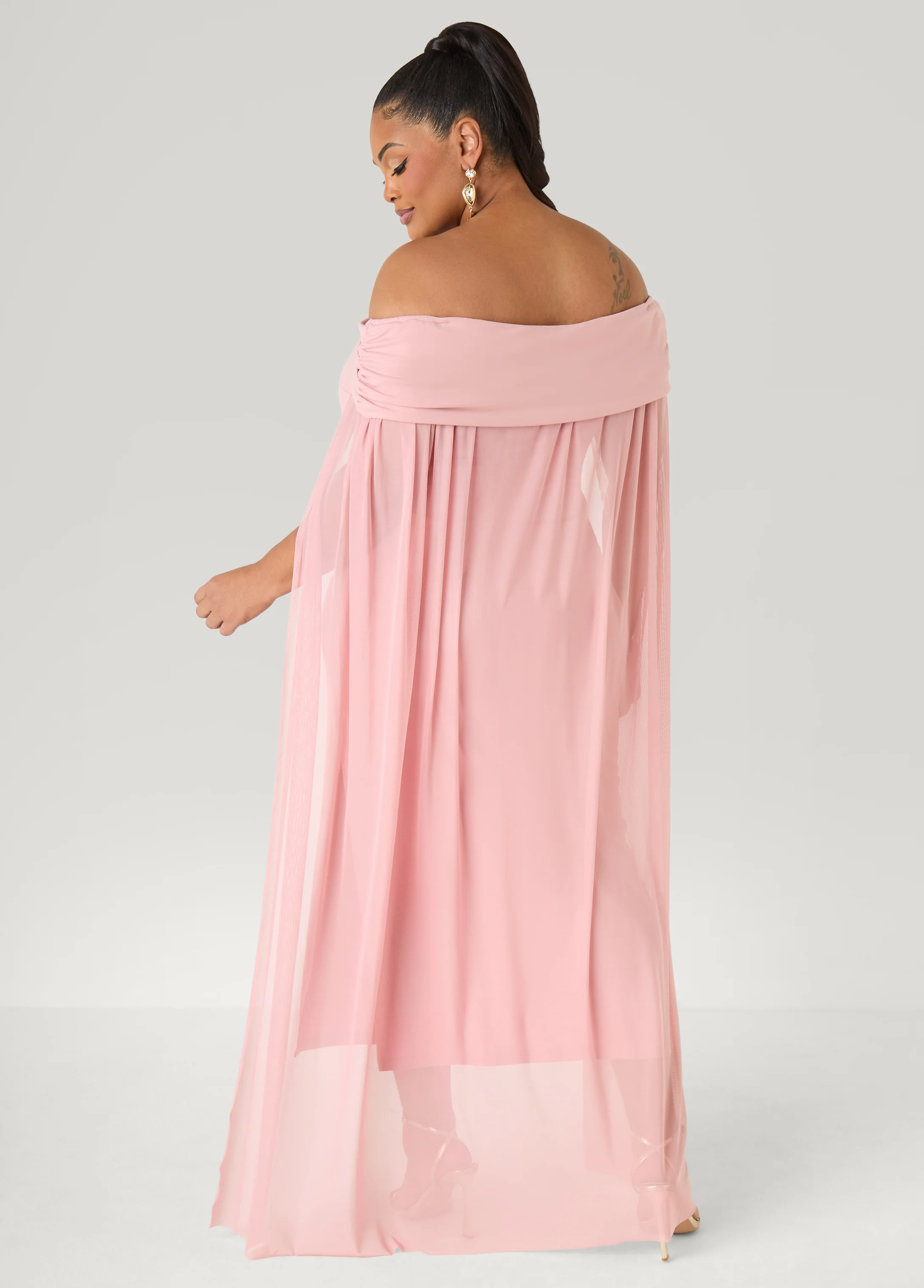 Off The Shoulder Cape Dress - Image 11