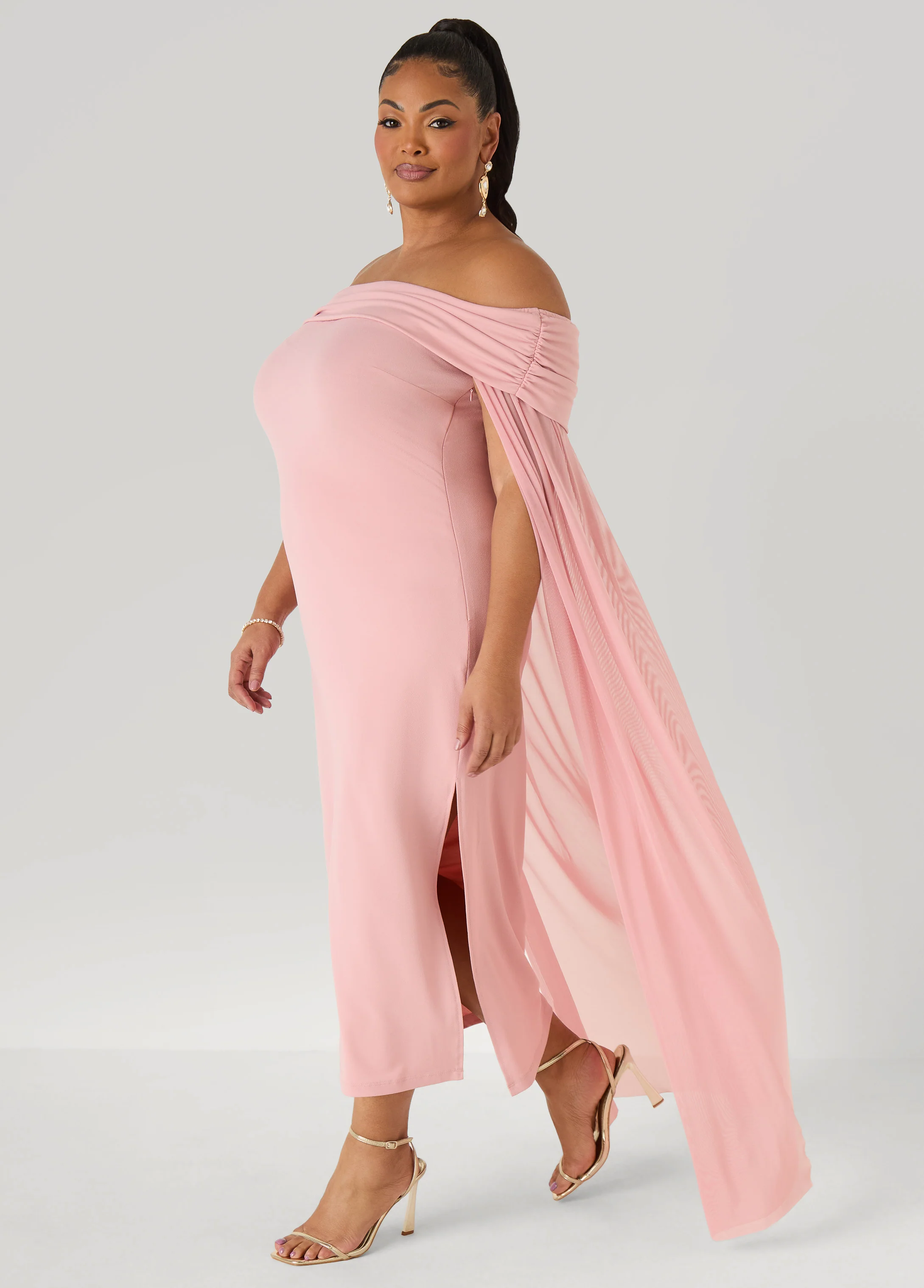 Off The Shoulder Cape Dress - Image 12