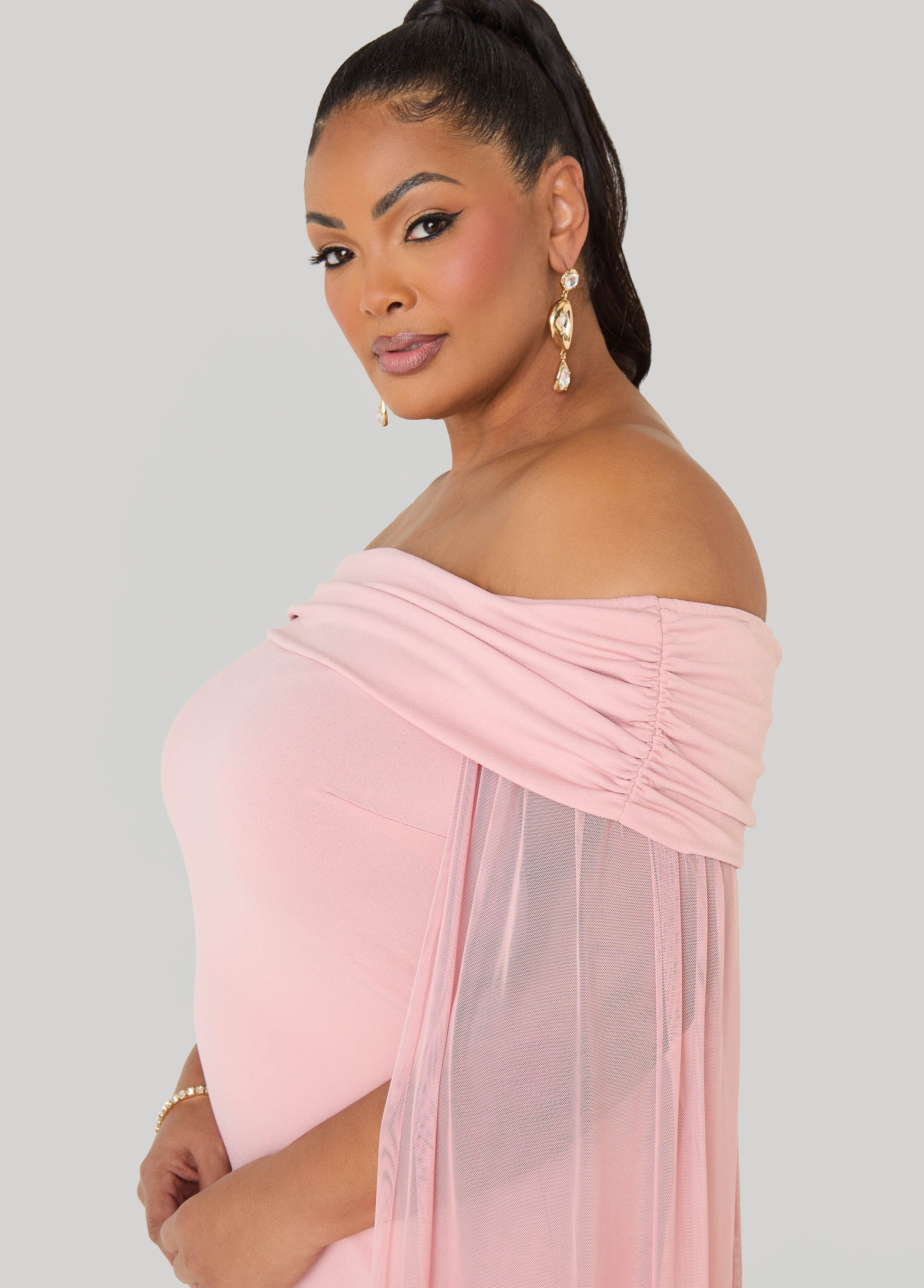Off The Shoulder Cape Dress - Image 13