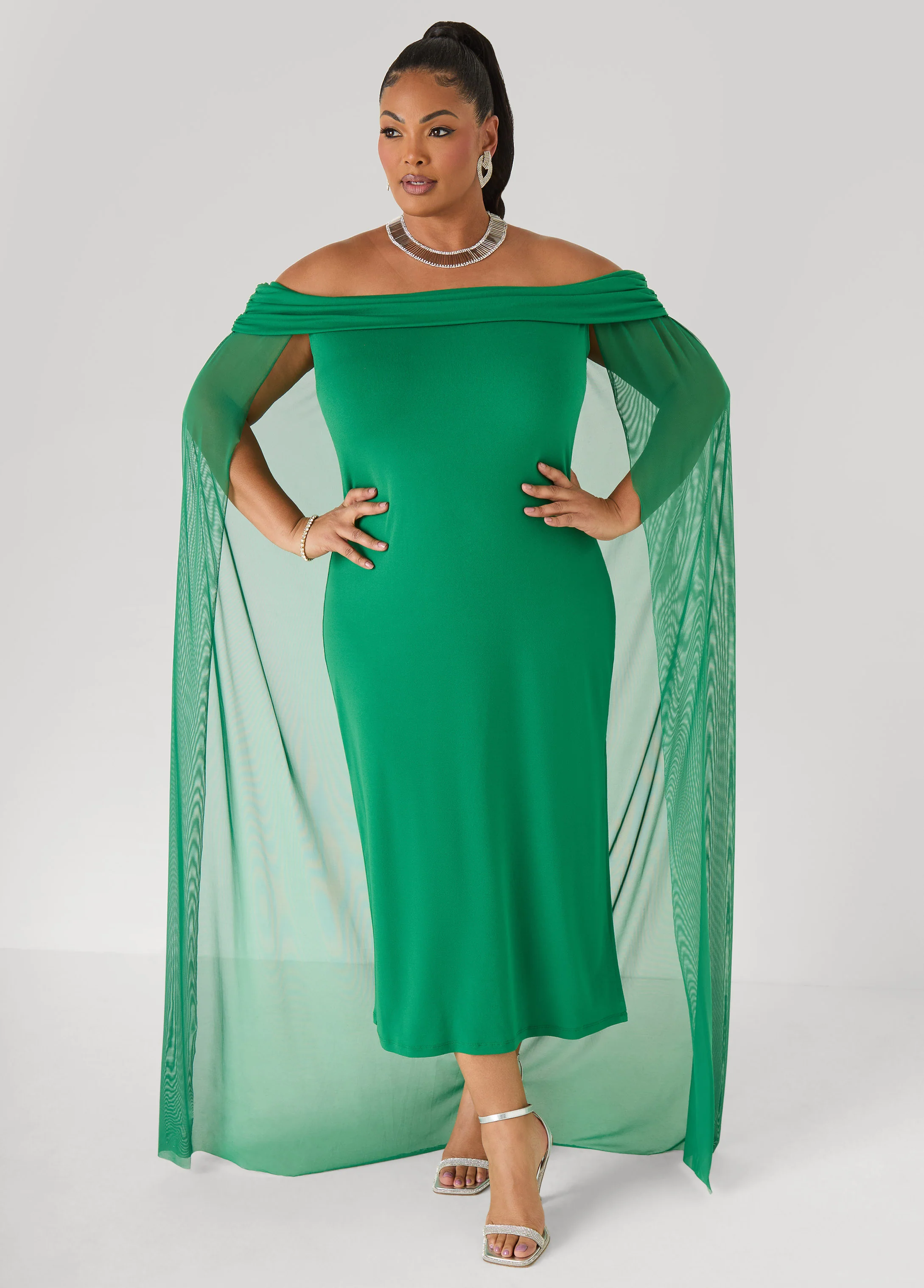 Off The Shoulder Cape Dress - Image 6