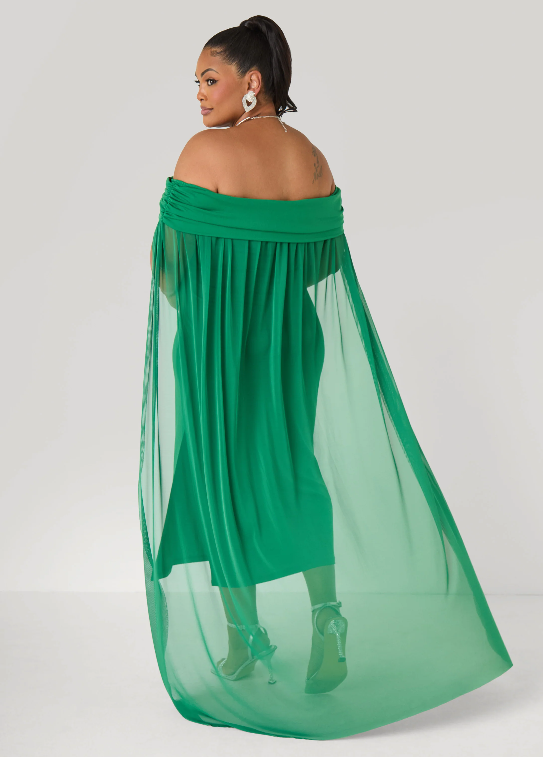 Off The Shoulder Cape Dress - Image 7