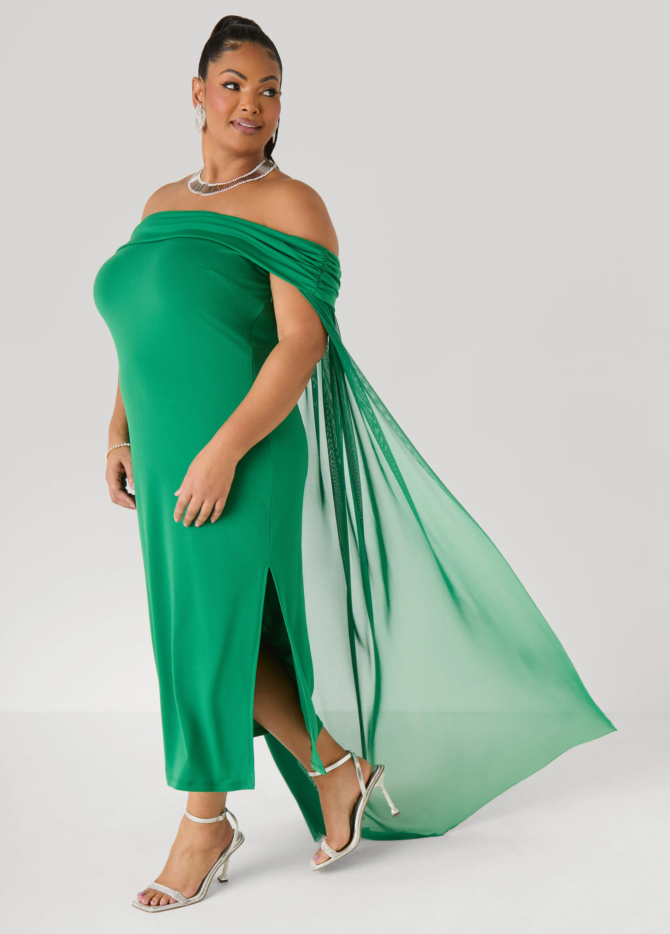 Off The Shoulder Cape Dress - Image 8
