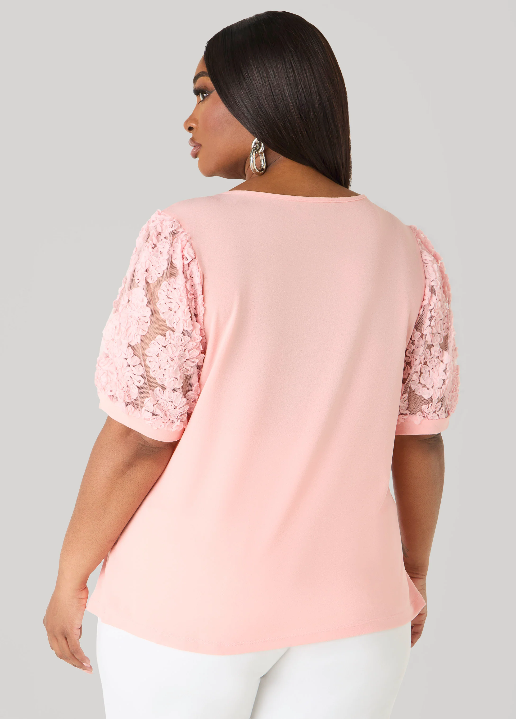 Keyhole Mesh Sleeved Top - Image 2