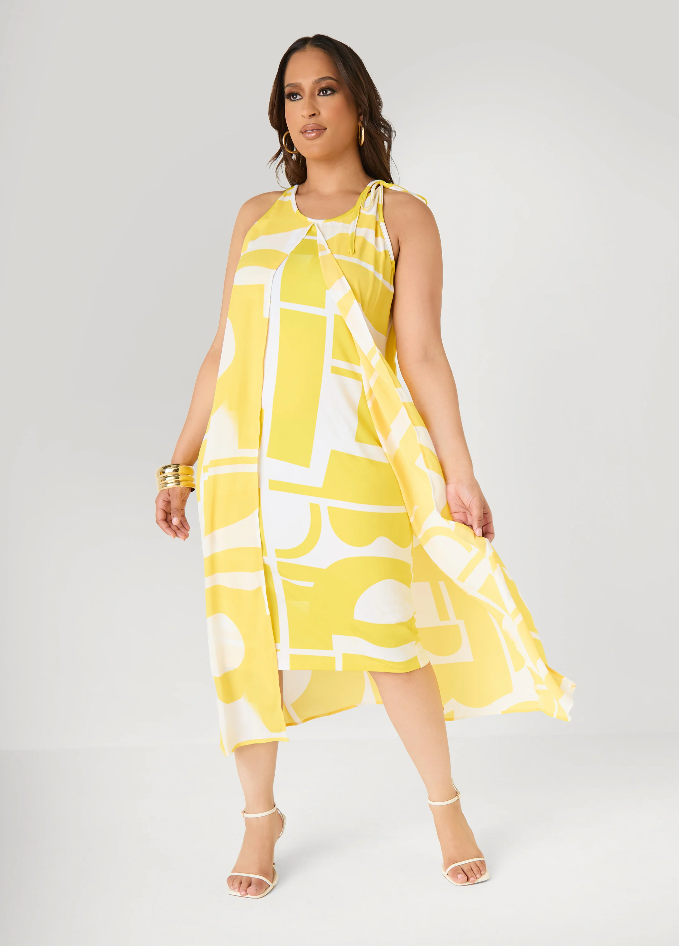 Cape Effect Abstract Midaxi Dress - Image 3
