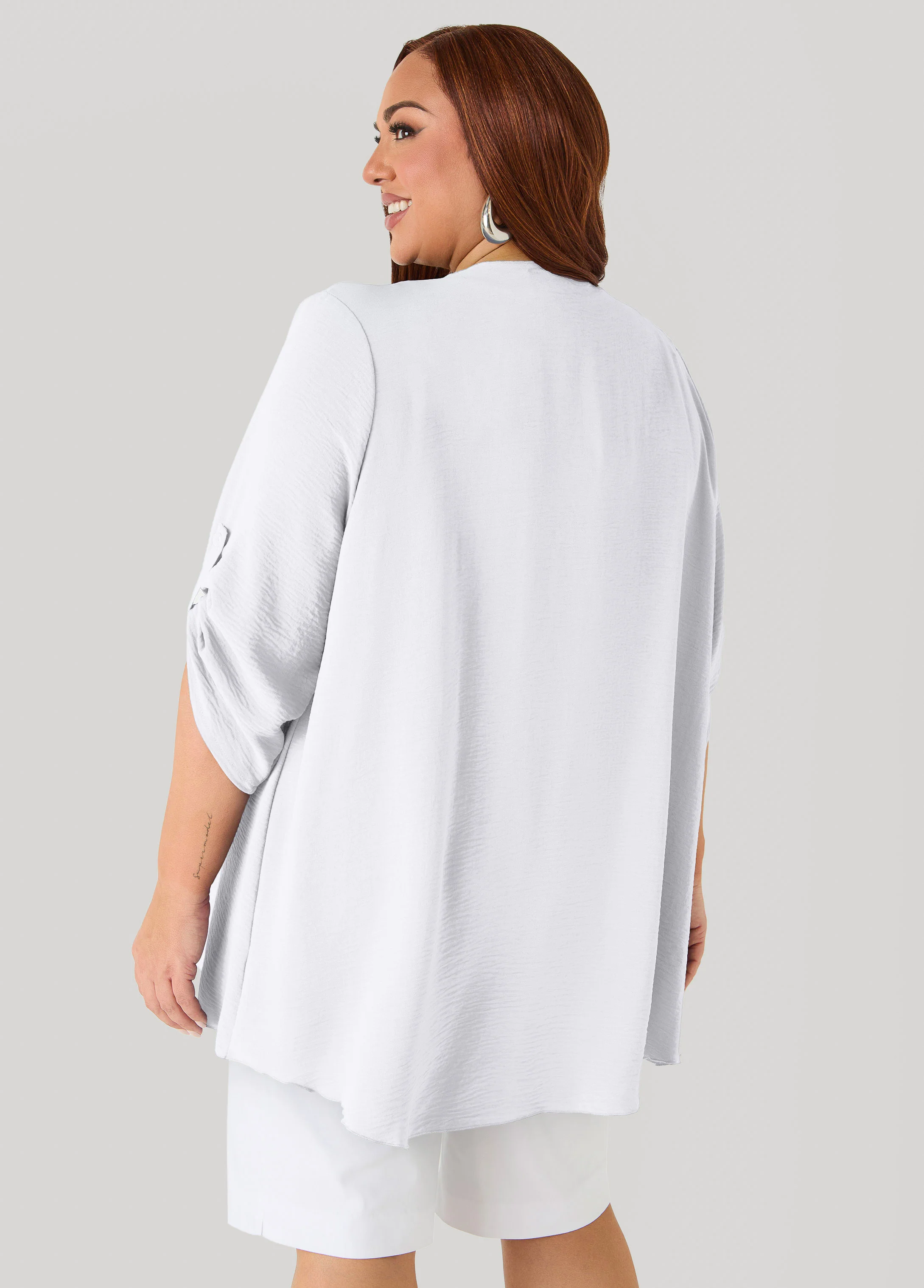 Textured Open Front Kimono - Image 10