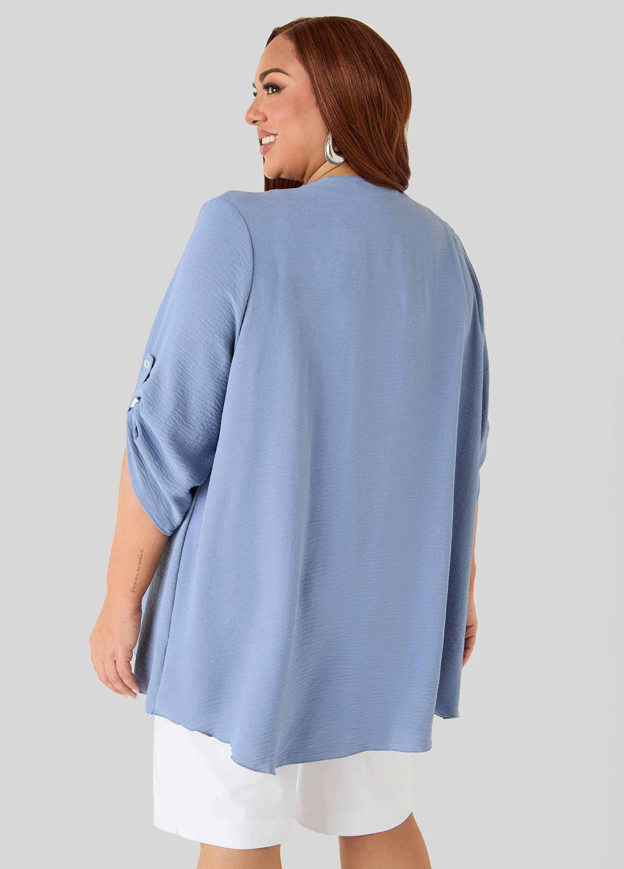 Textured Open Front Kimono - Image 2