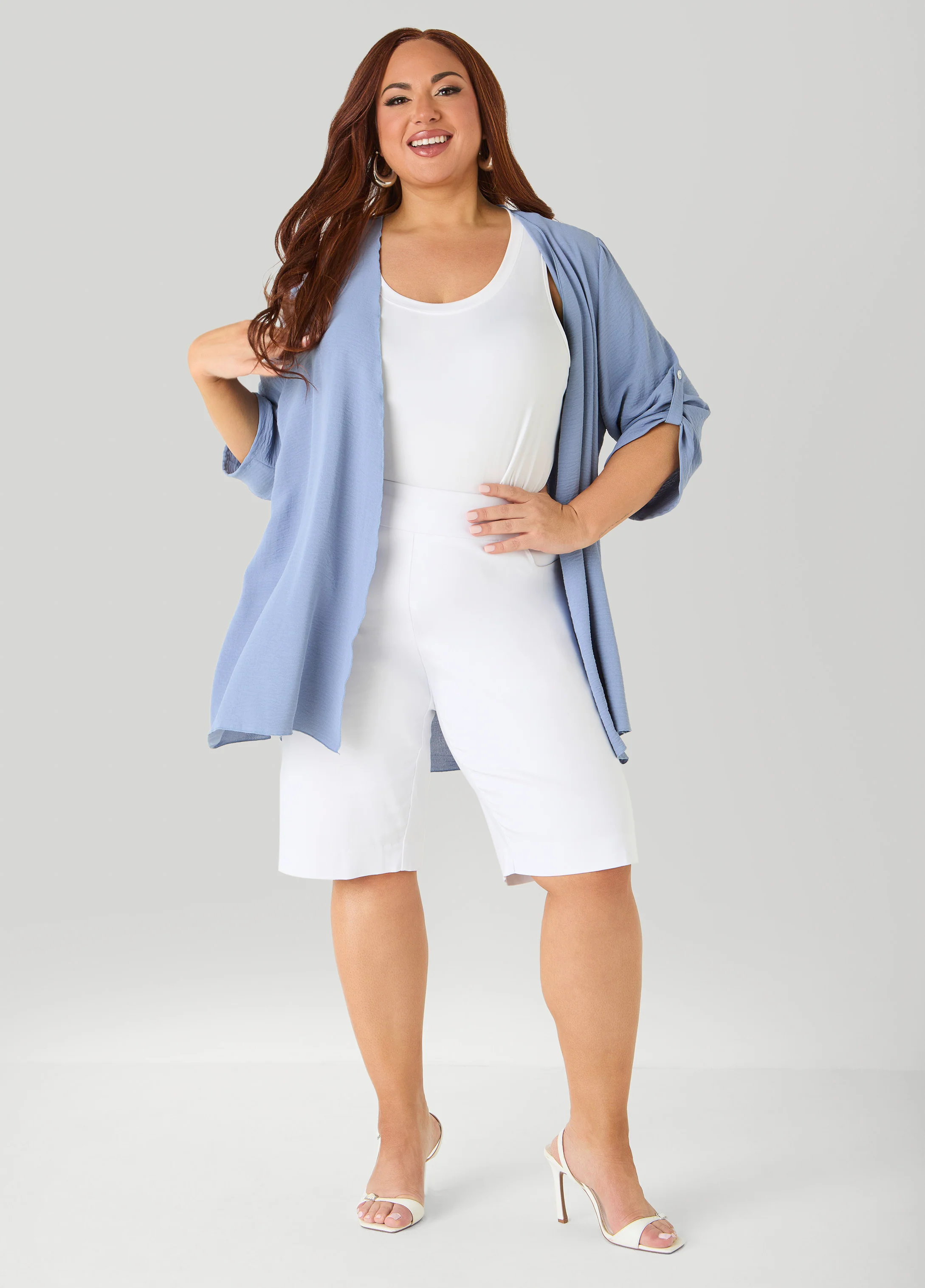 Textured Open Front Kimono - Image 3
