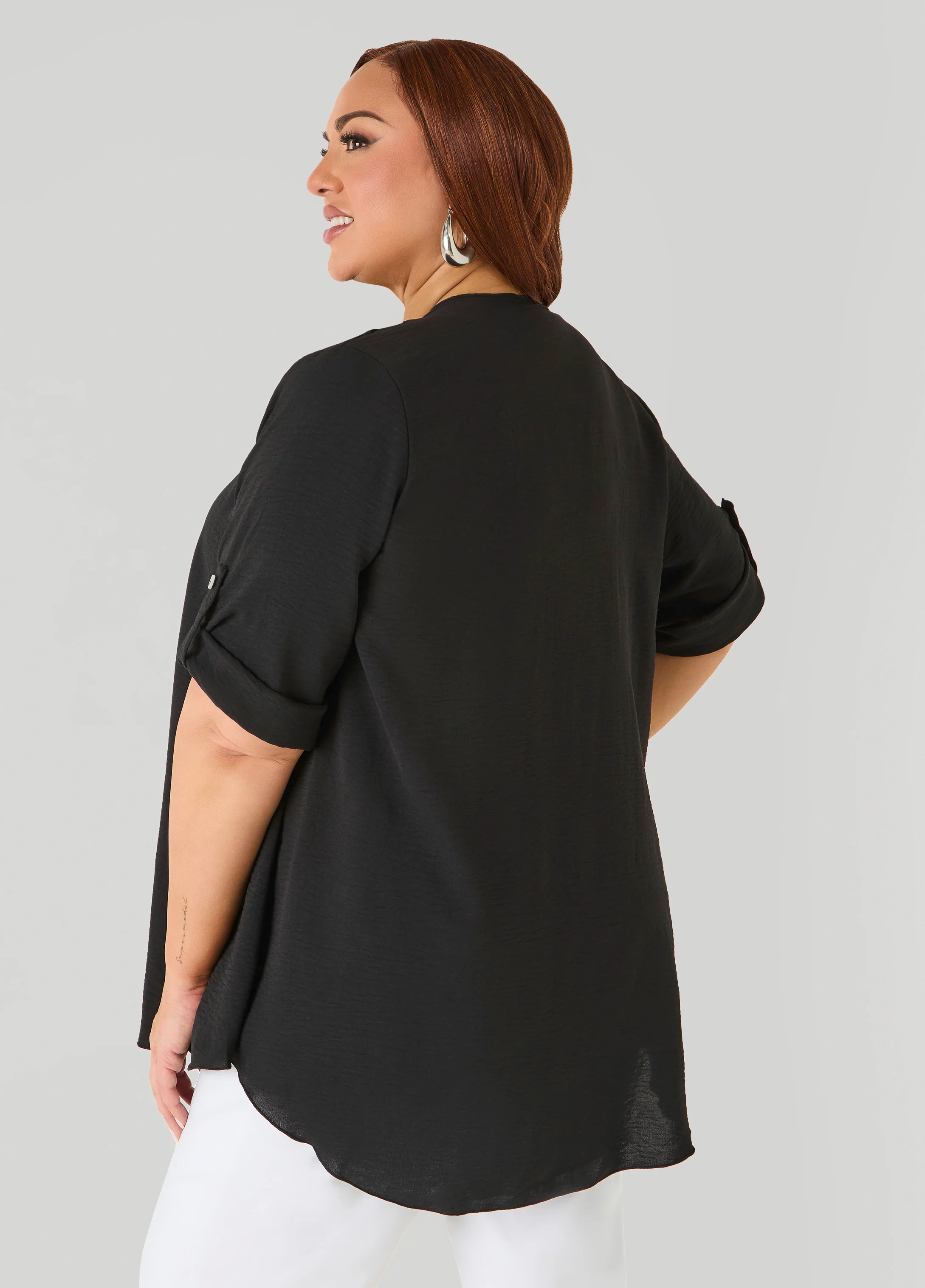 Textured Open Front Kimono - Image 6