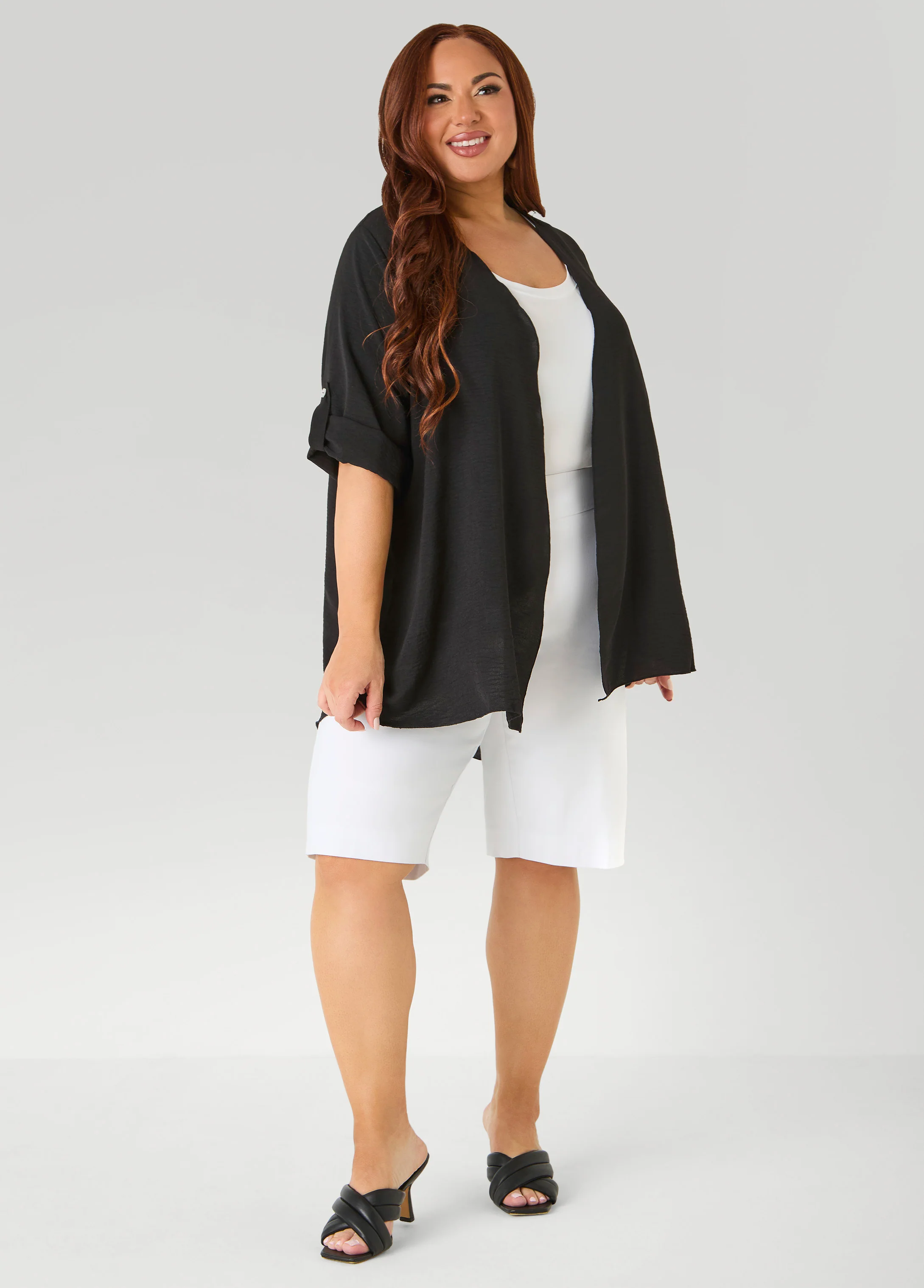 Textured Open Front Kimono - Image 7