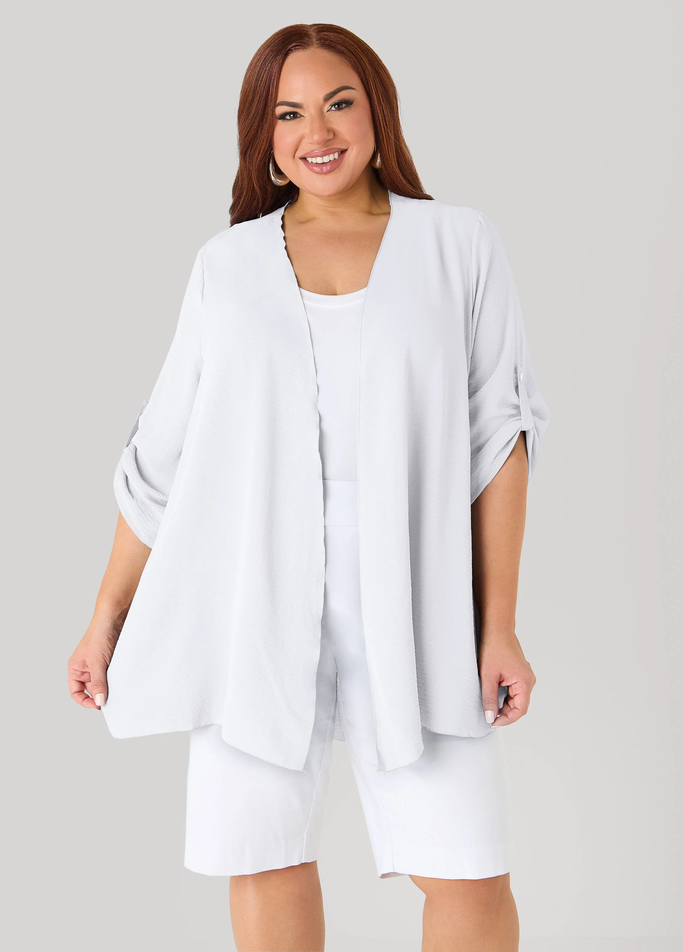 Textured Open Front Kimono - Image 9