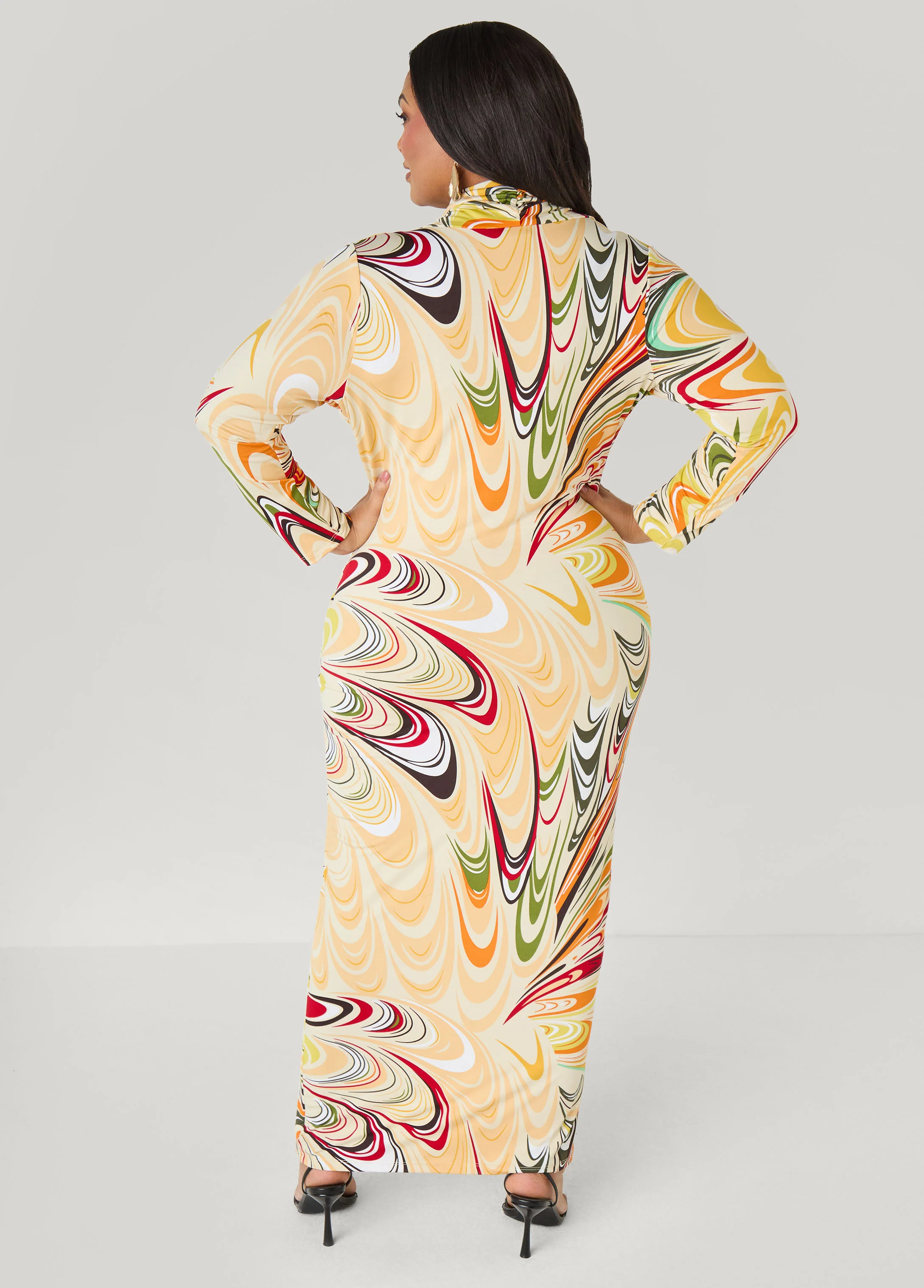 Swirl Print Cowl Neck Maxi Dress - Image 2