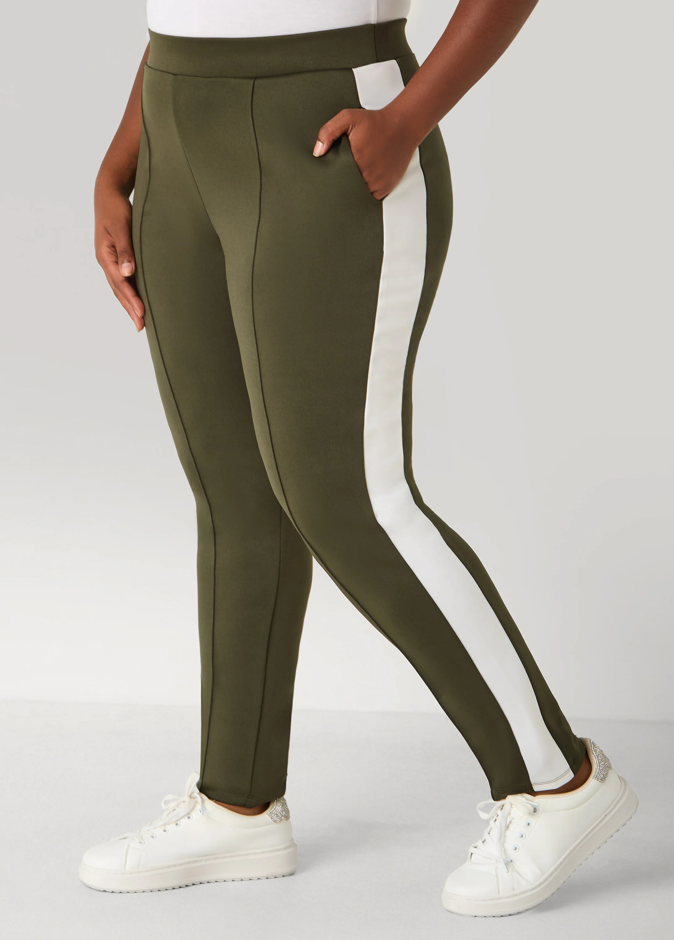 Pintucked Two Tone Leggings - Image 7