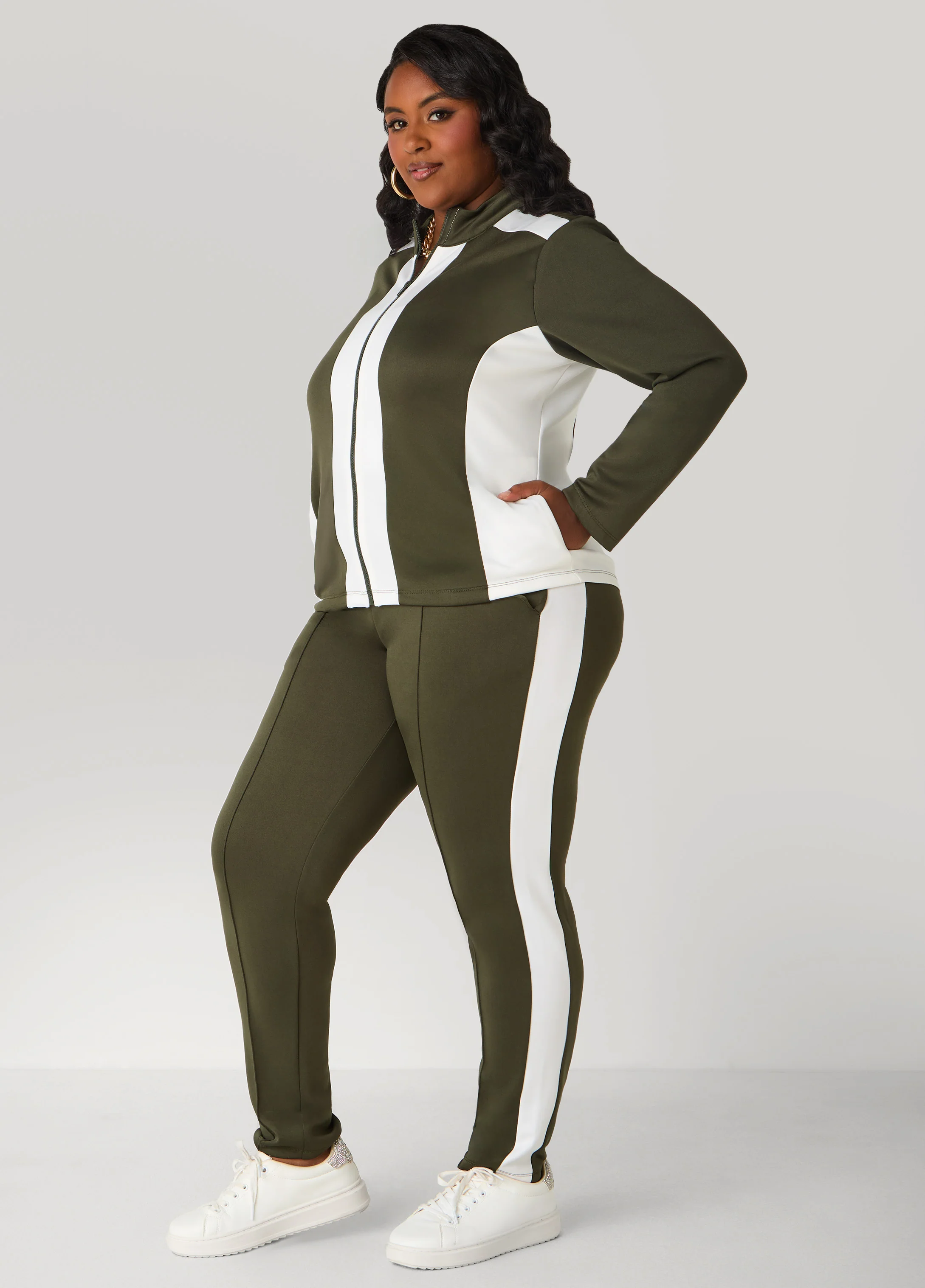 Pintucked Two Tone Leggings - Image 9