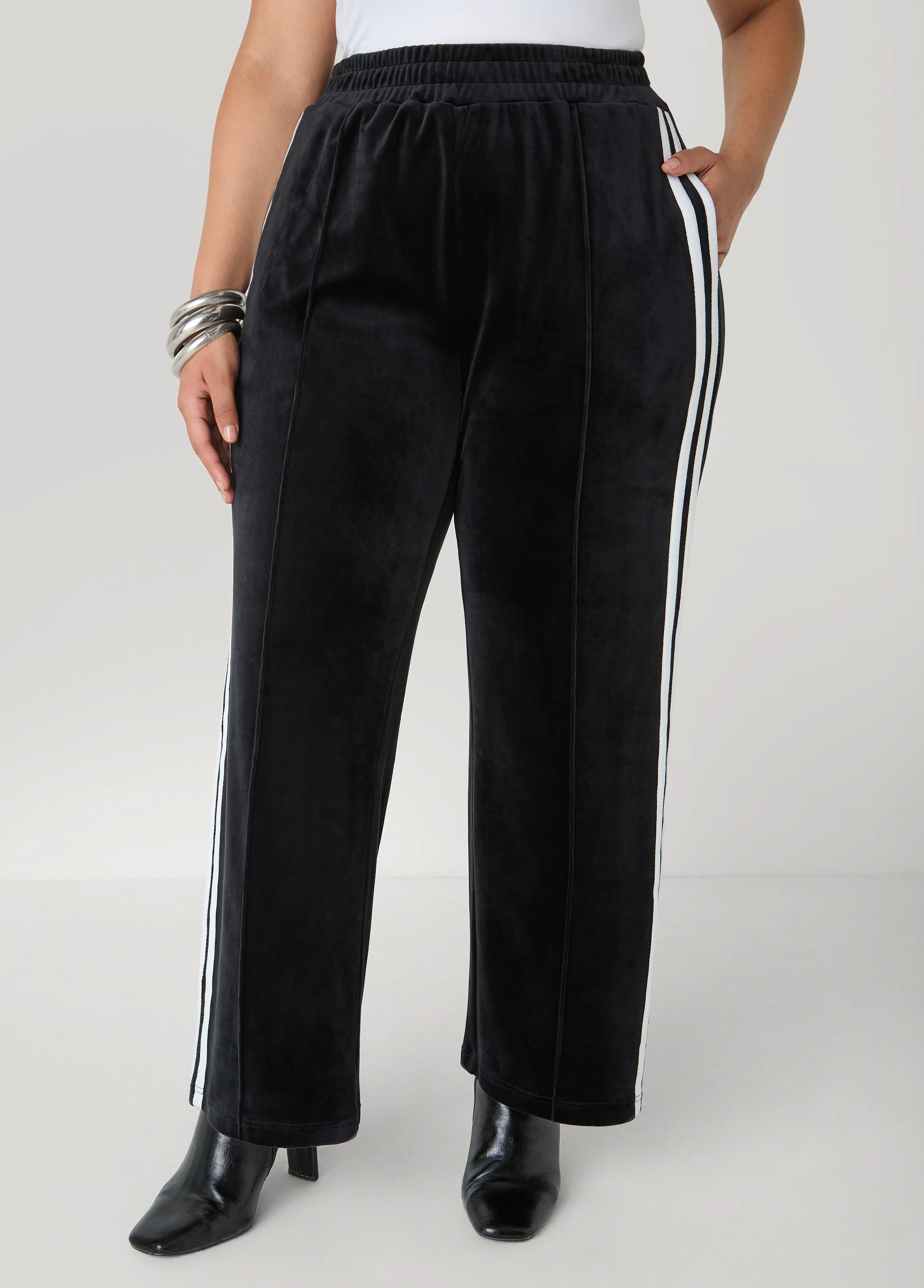 Stripe Trimmed Velour Track Pants - Image 4