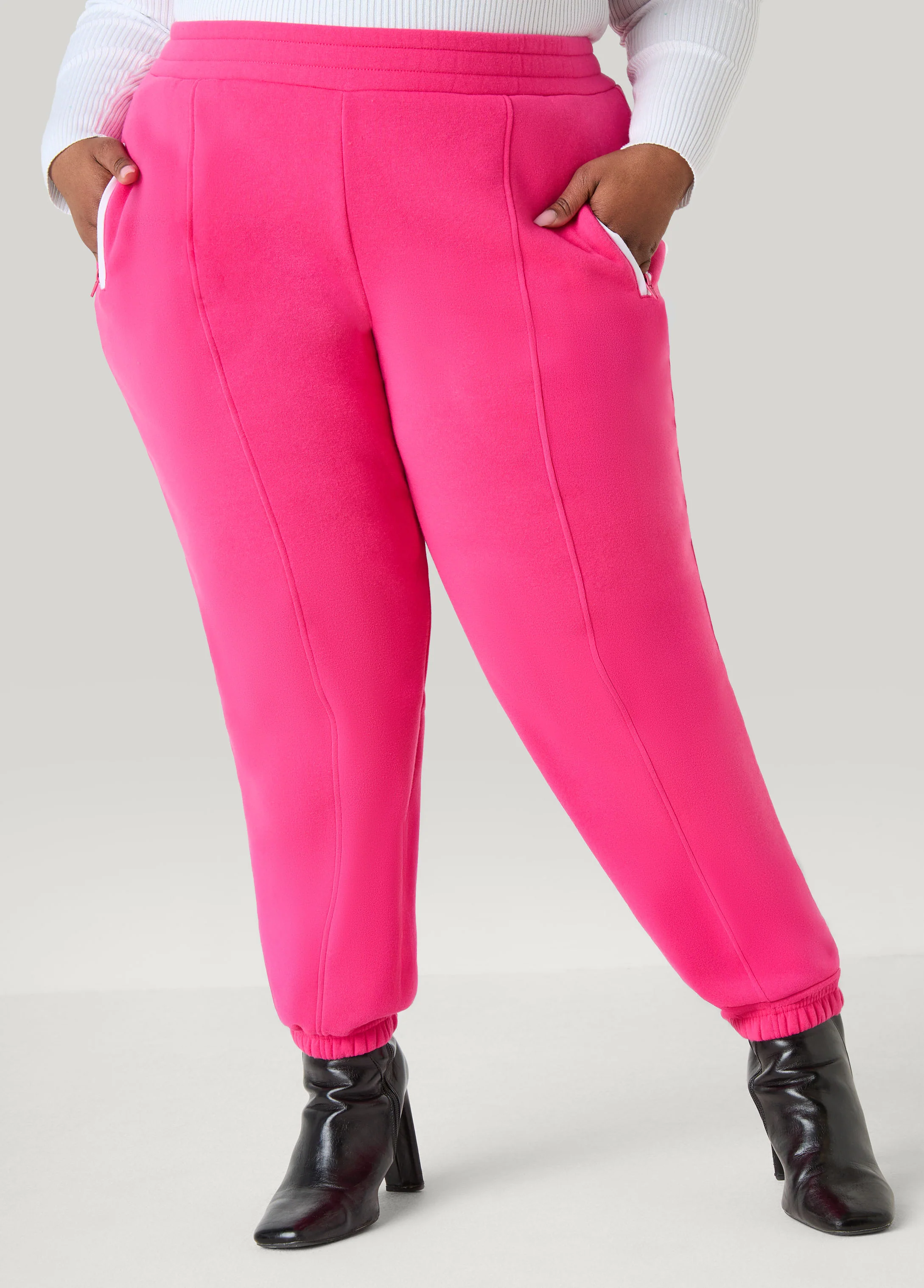 Mid Rise Piped Fleece Joggers - Image 9