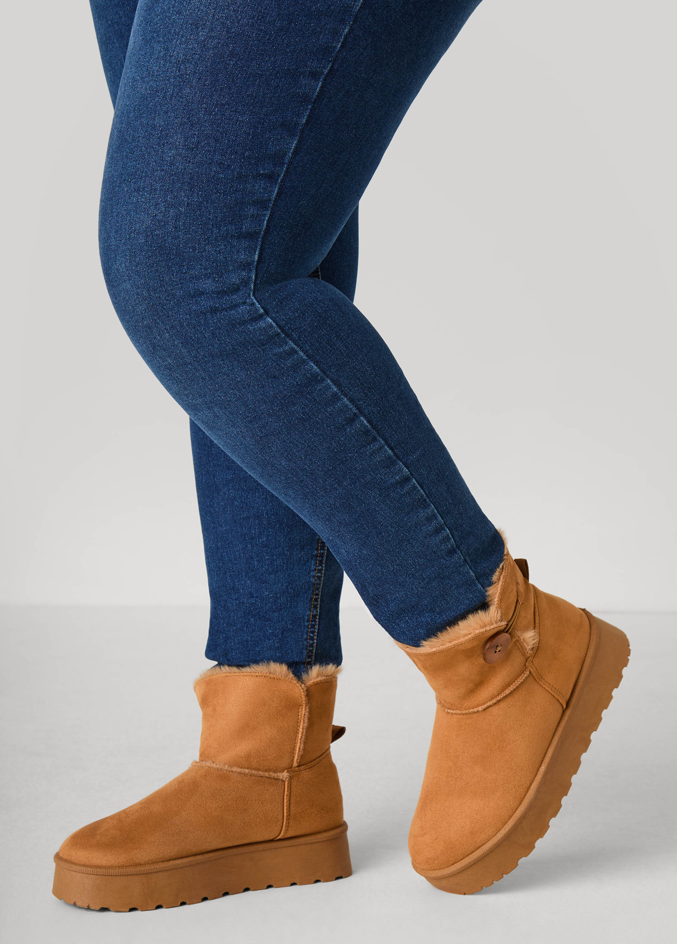 Button Faux Suede Ankle Boots - Image 2