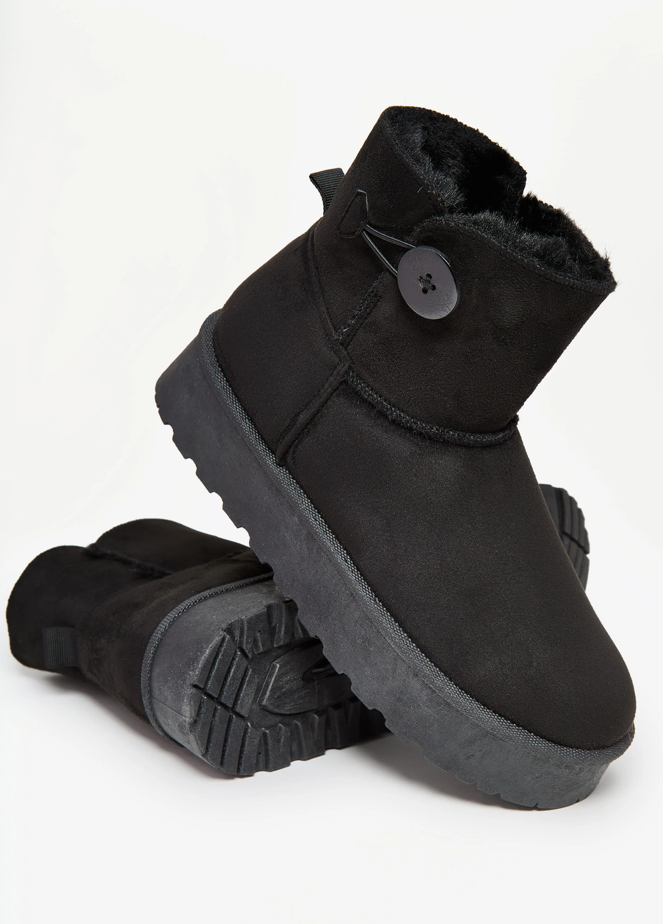 Button Faux Suede Ankle Boots - Image 4