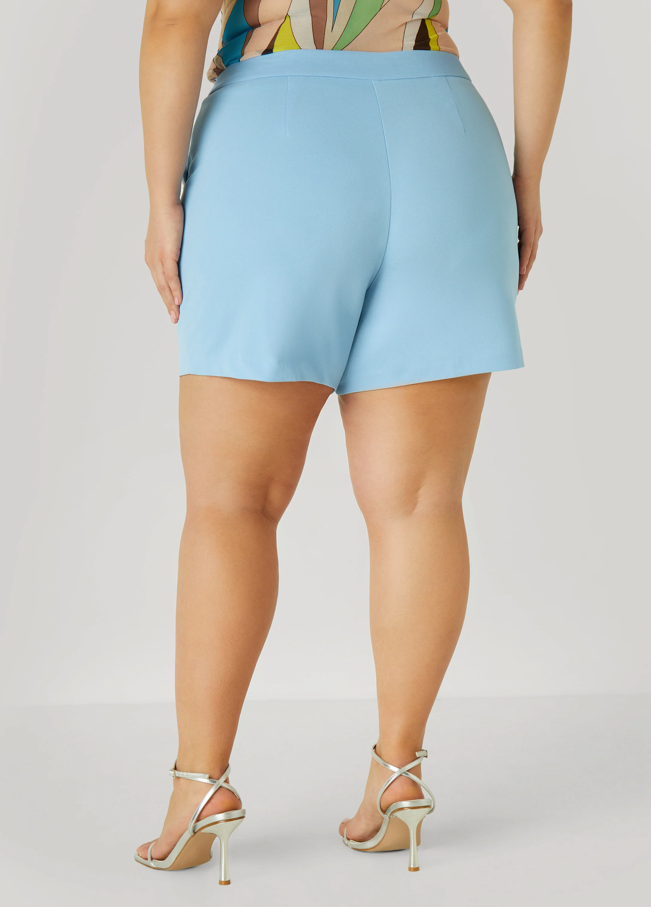 Pleated High Waist Crepe Shorts - Image 3