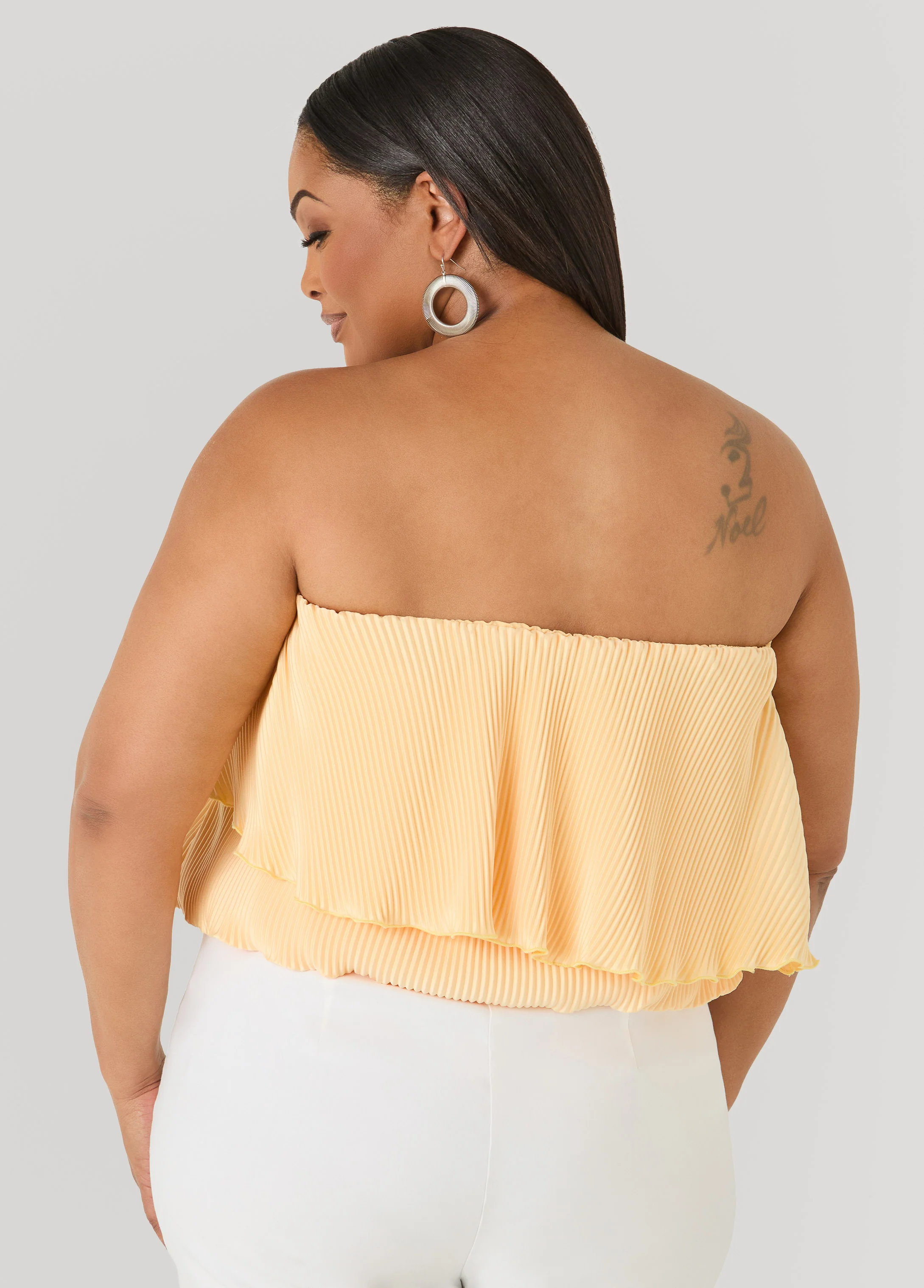 Strapless Plisse Satin Top - Image 5