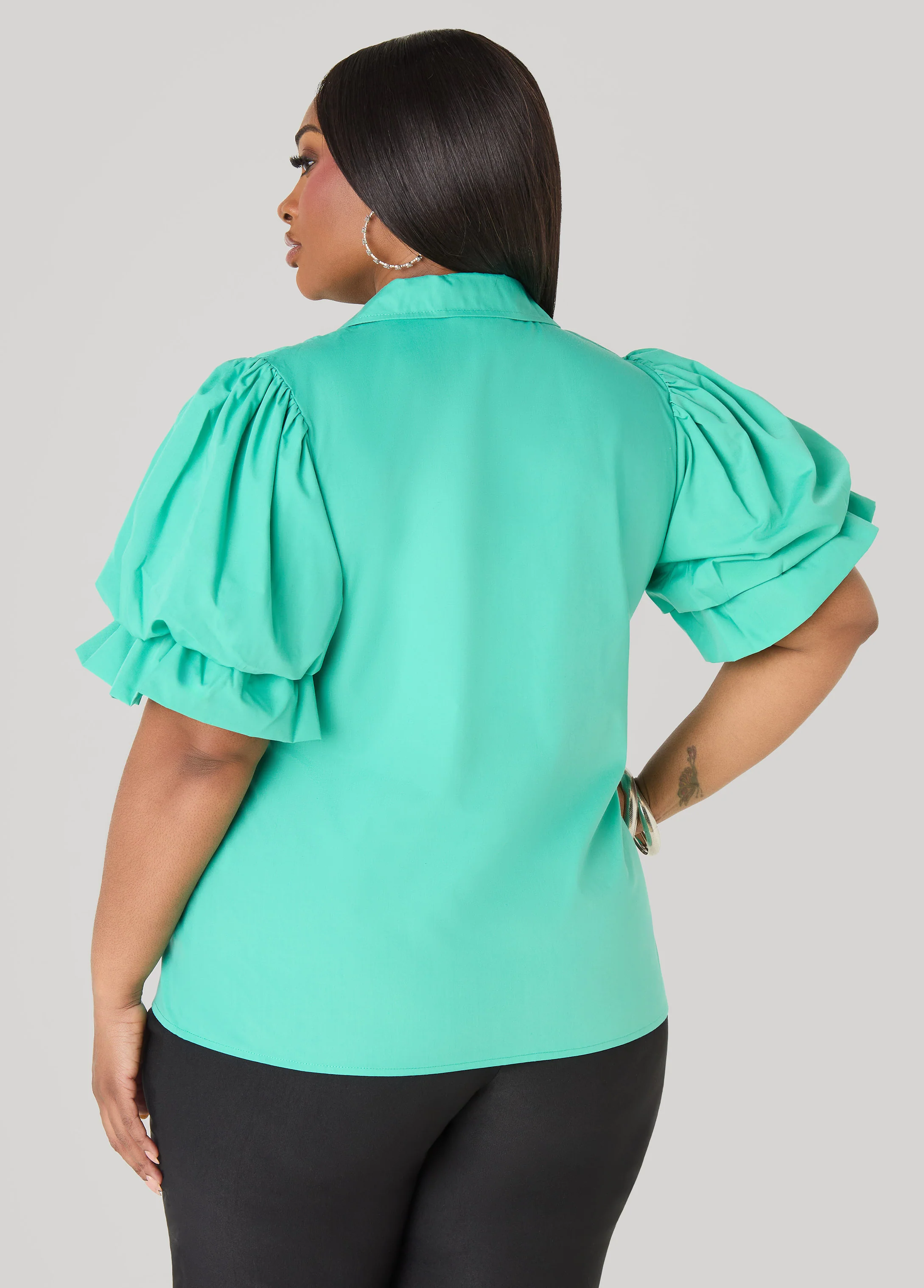 Puff Sleeved V Neck Top - Image 10