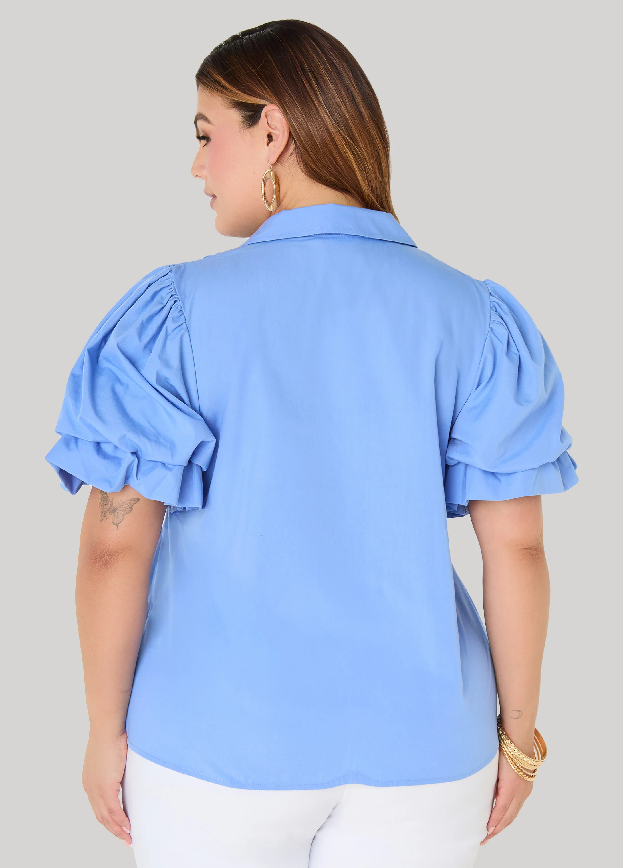 Puff Sleeved V Neck Top - Image 14