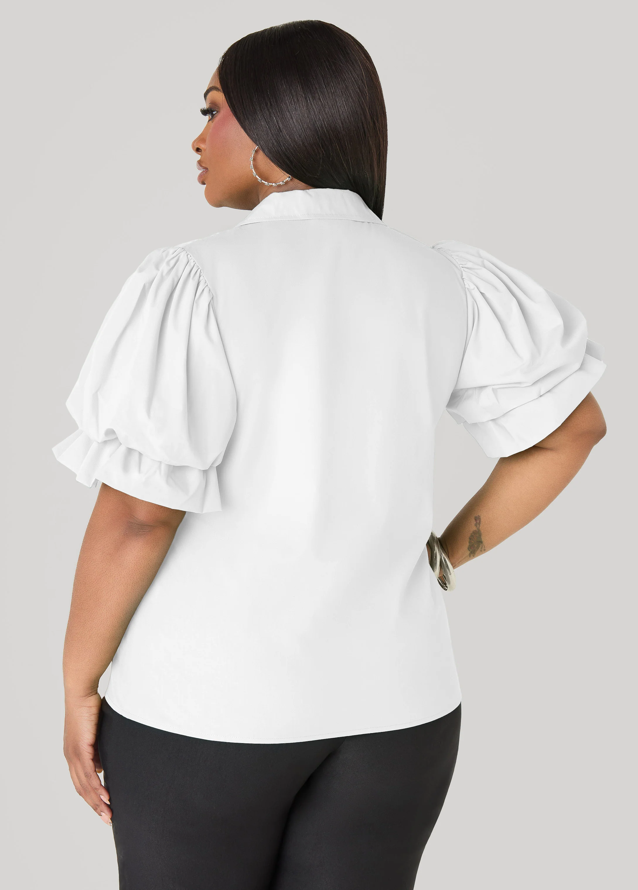 Puff Sleeved V Neck Top - Image 6