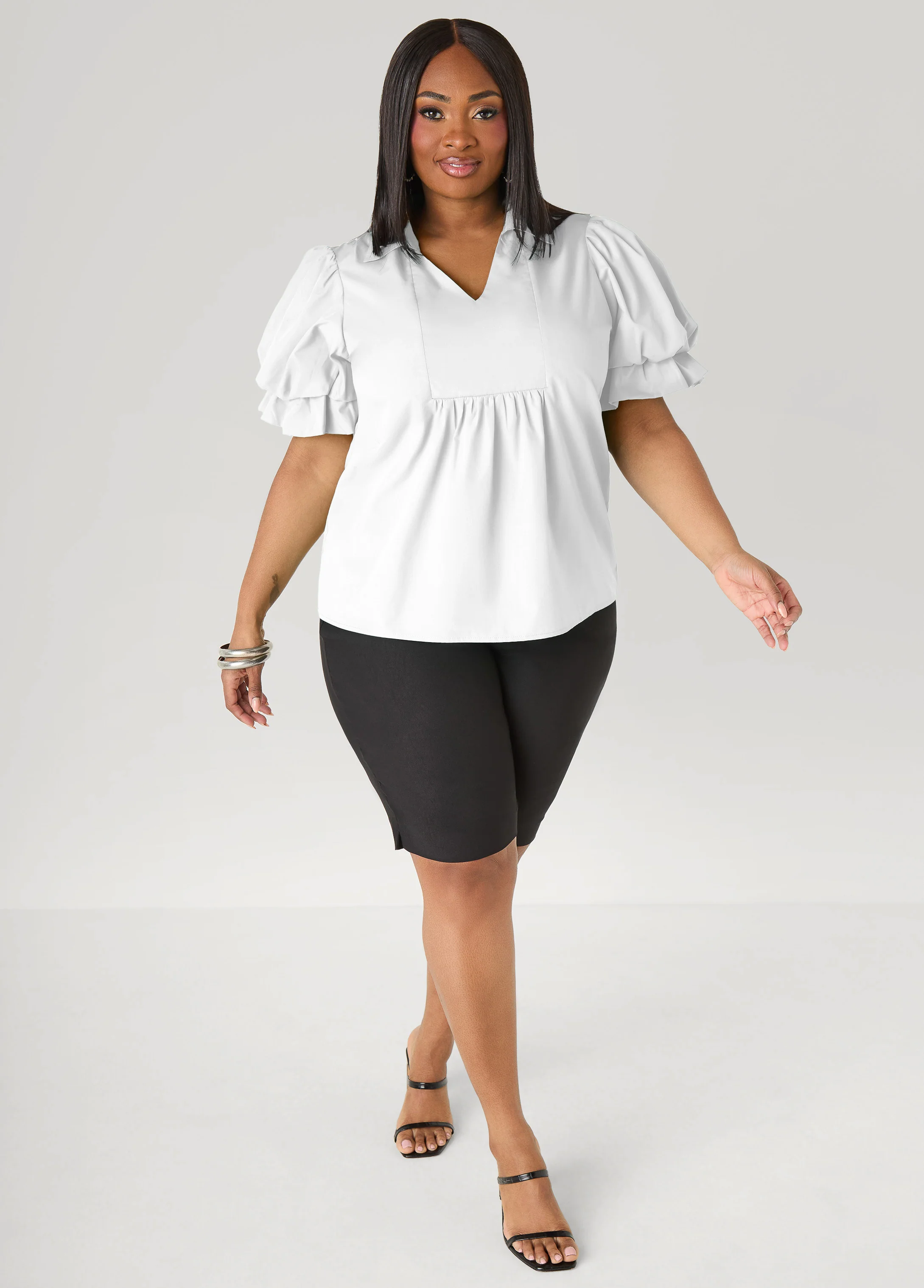 Puff Sleeved V Neck Top - Image 8