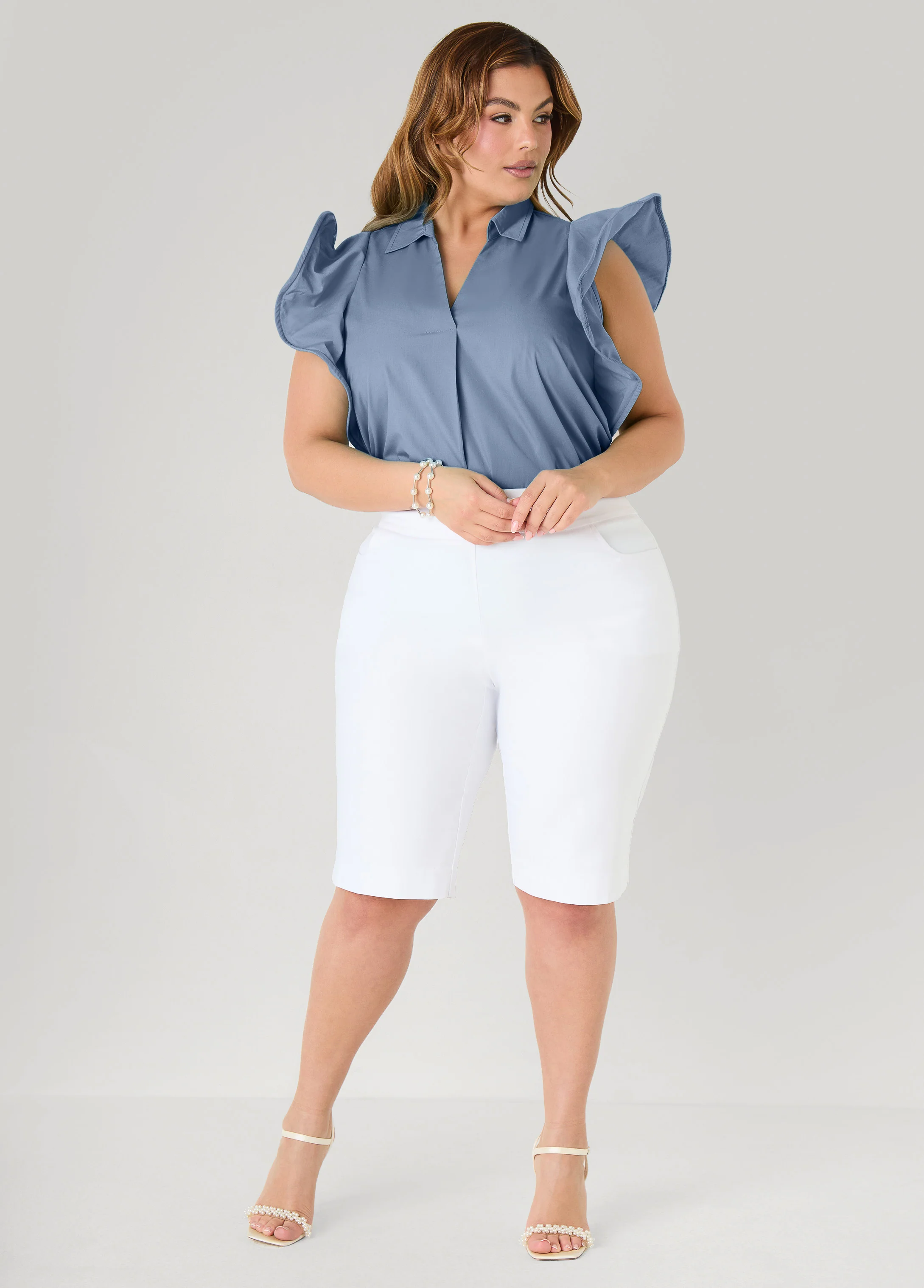 Ruffled Sleeve Poplin Top - Image 4