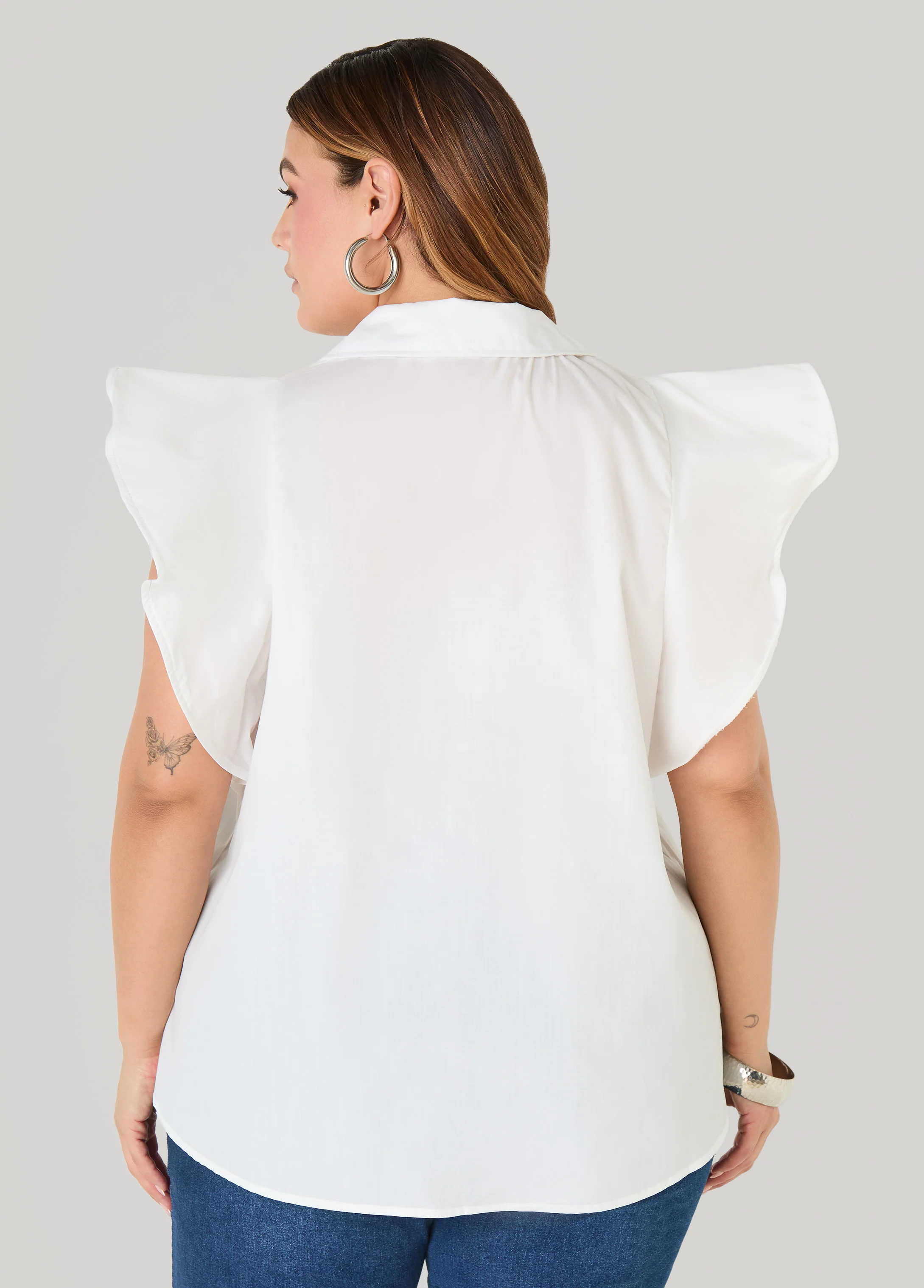 Ruffled Sleeve Poplin Top - Image 6