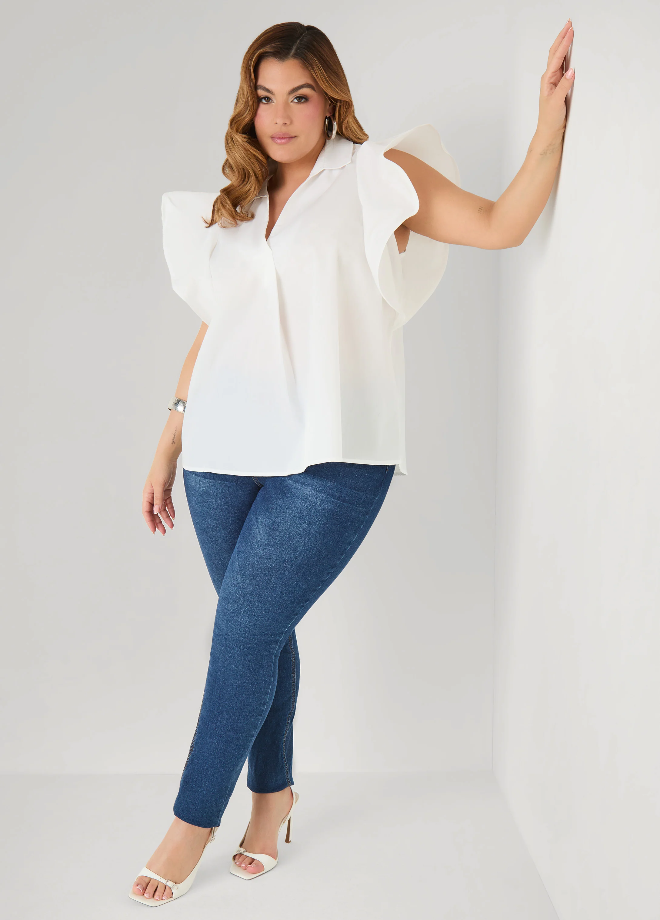 Ruffled Sleeve Poplin Top - Image 7