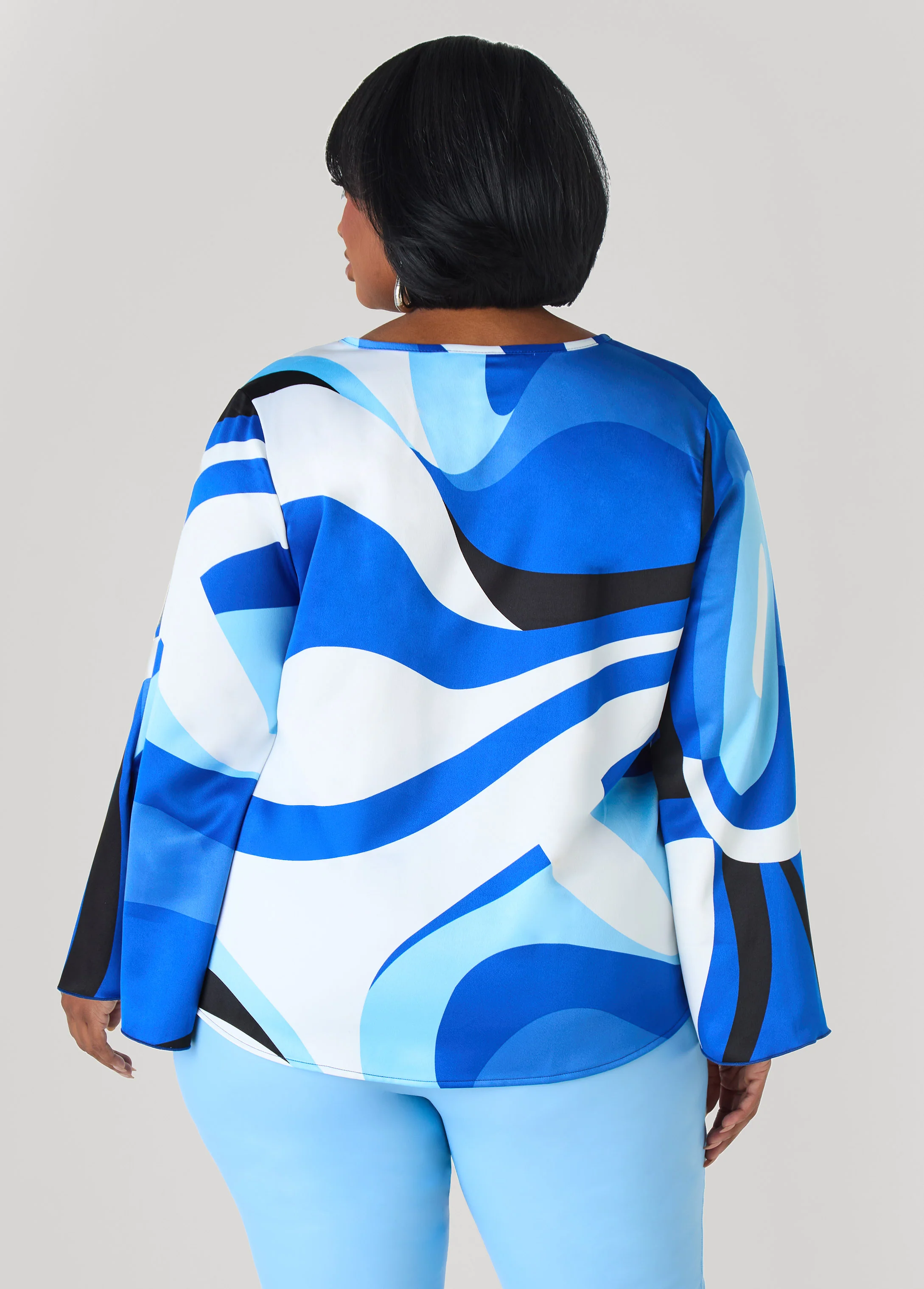 Swirl Print Satin Blouse - Image 2