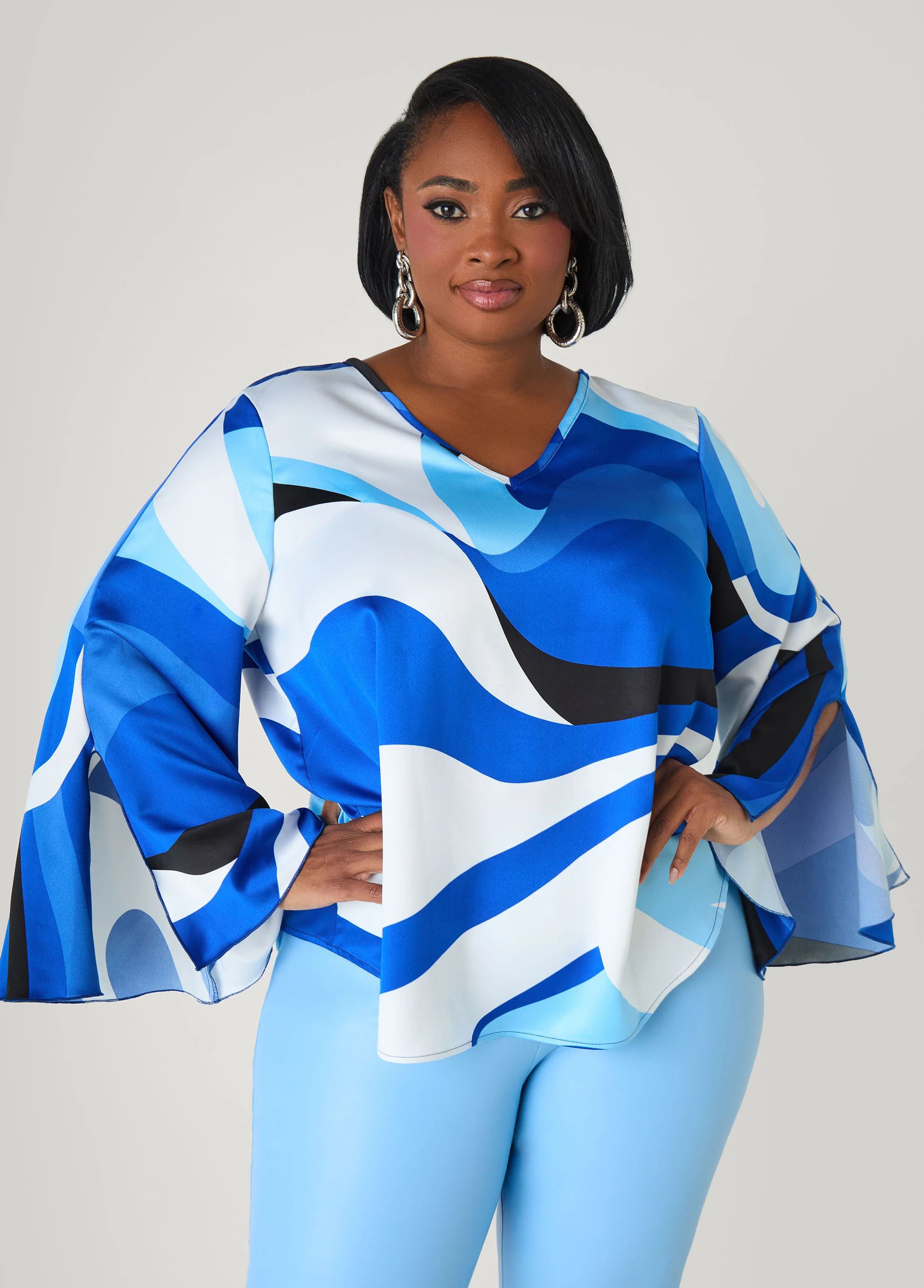 Swirl Print Satin Blouse - Image 4