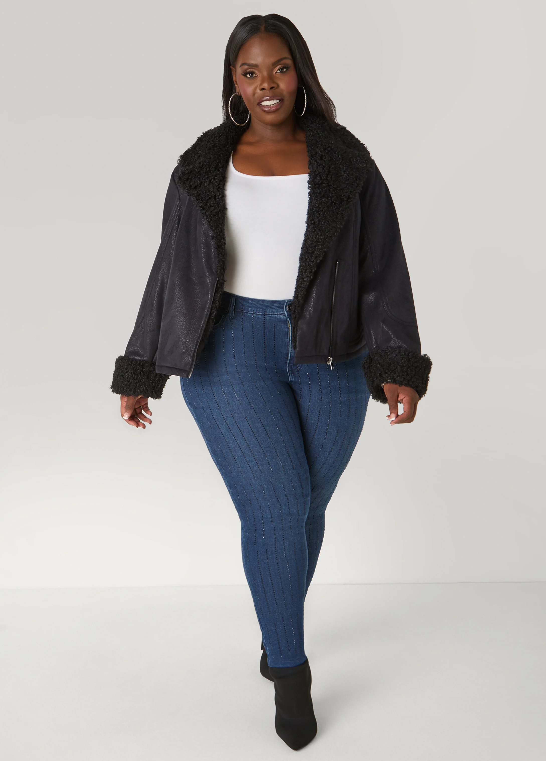 Faux Mongolian Fur Moto Jacket - Image 4