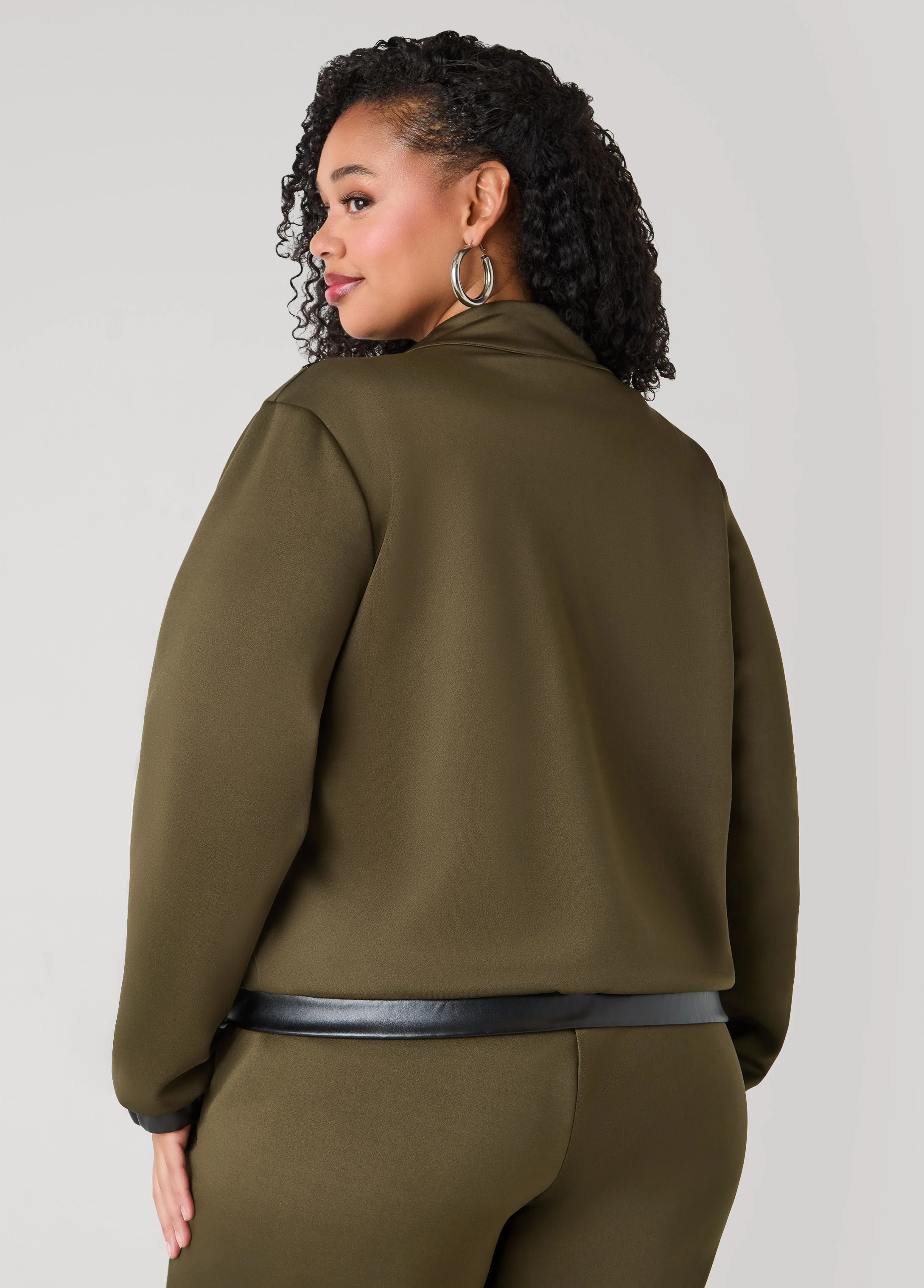 Faux Leather Paneled Track Jacket - Image 11