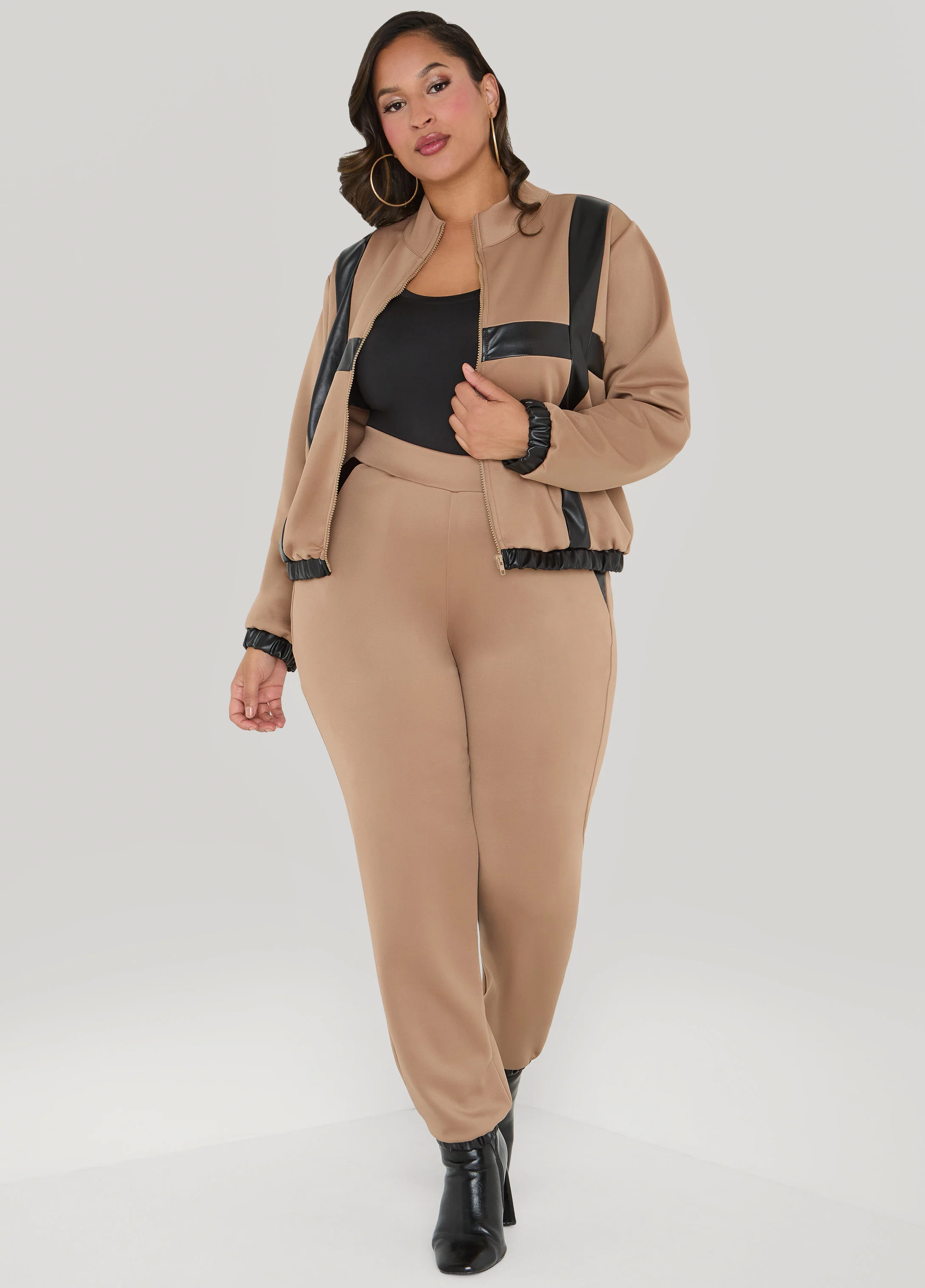 Faux Leather Paneled Track Jacket - Image 5