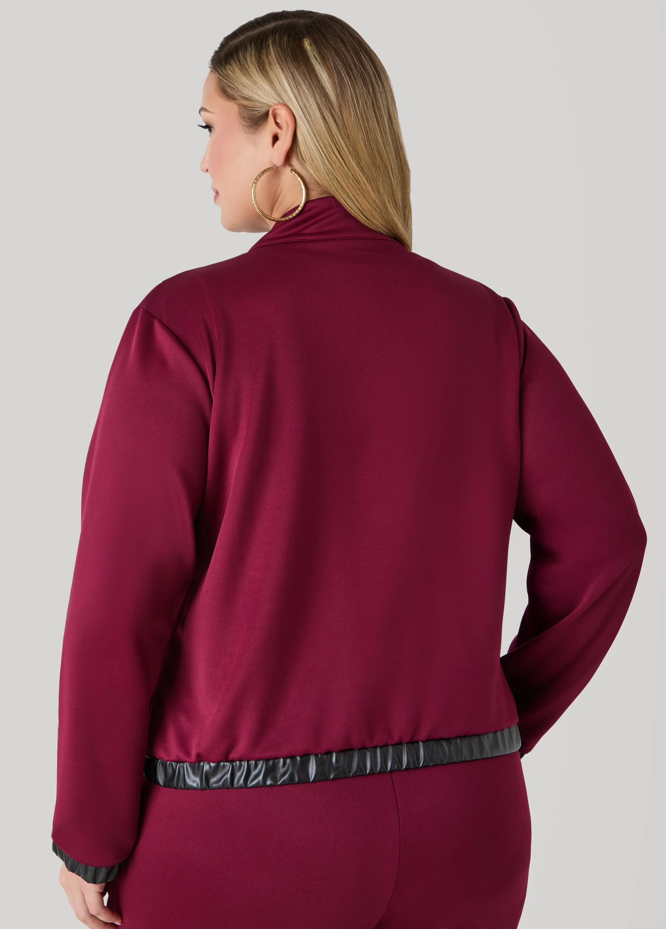 Faux Leather Paneled Track Jacket - Image 7