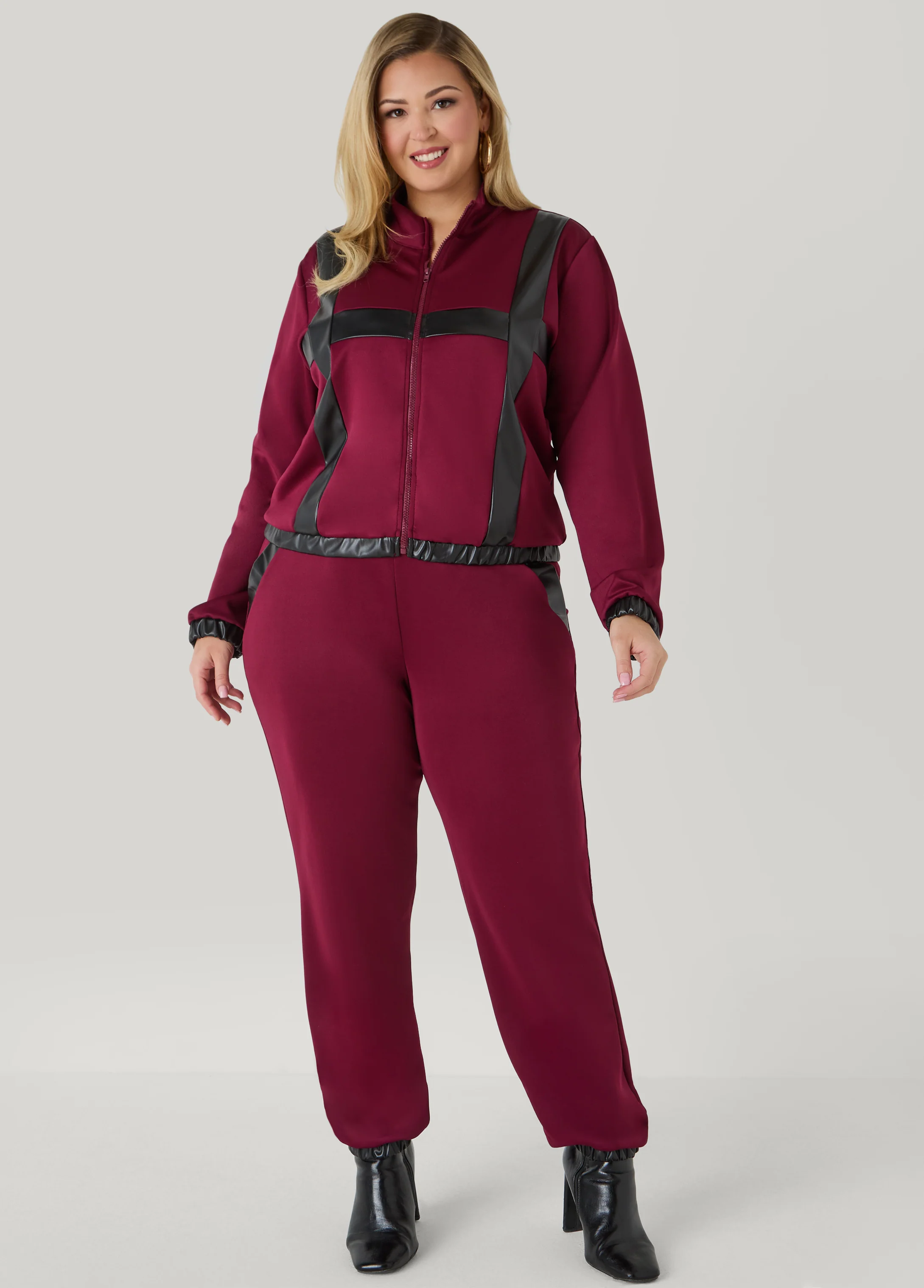 Faux Leather Paneled Track Jacket - Image 8