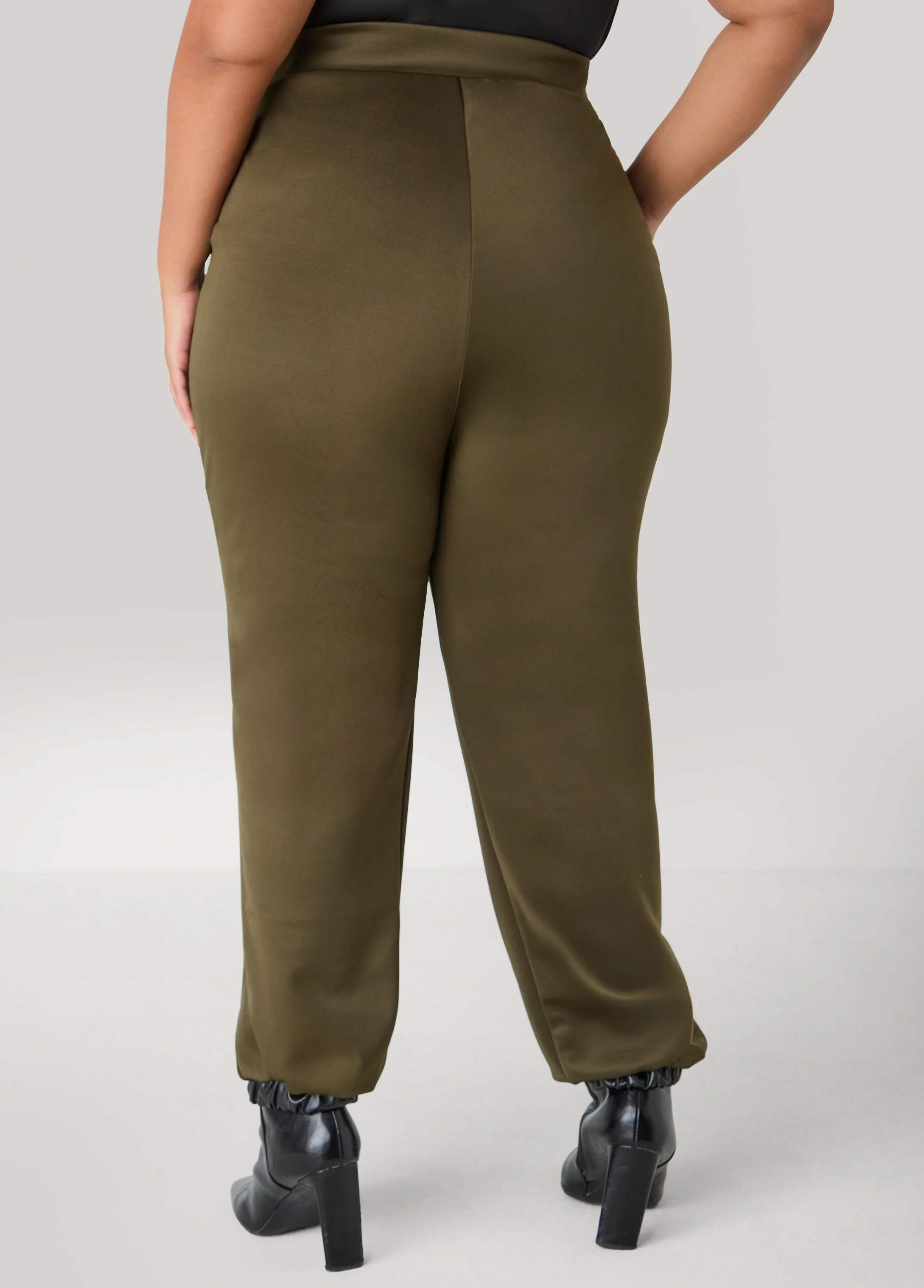 Faux Leather Paneled Joggers - Image 11