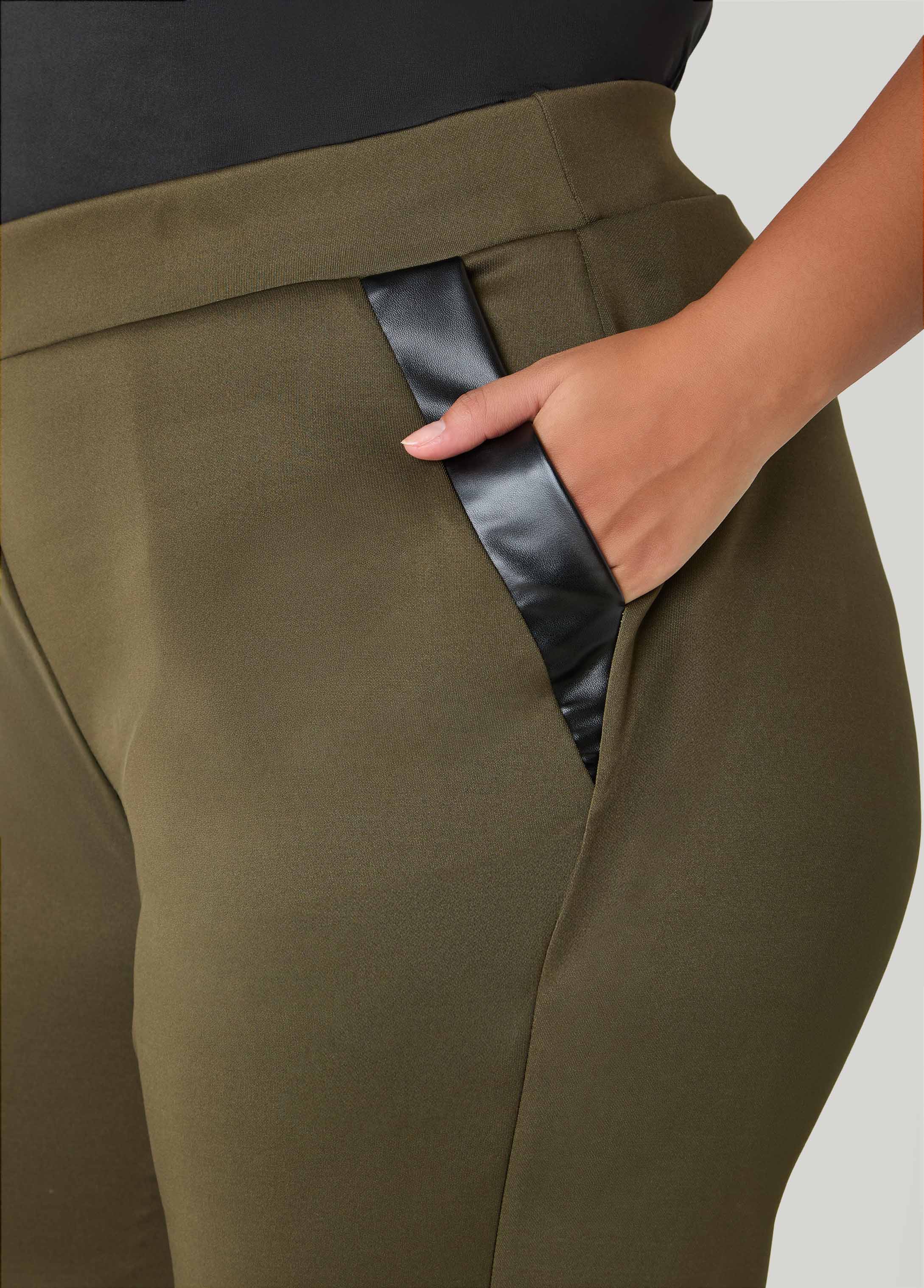 Faux Leather Paneled Joggers - Image 13