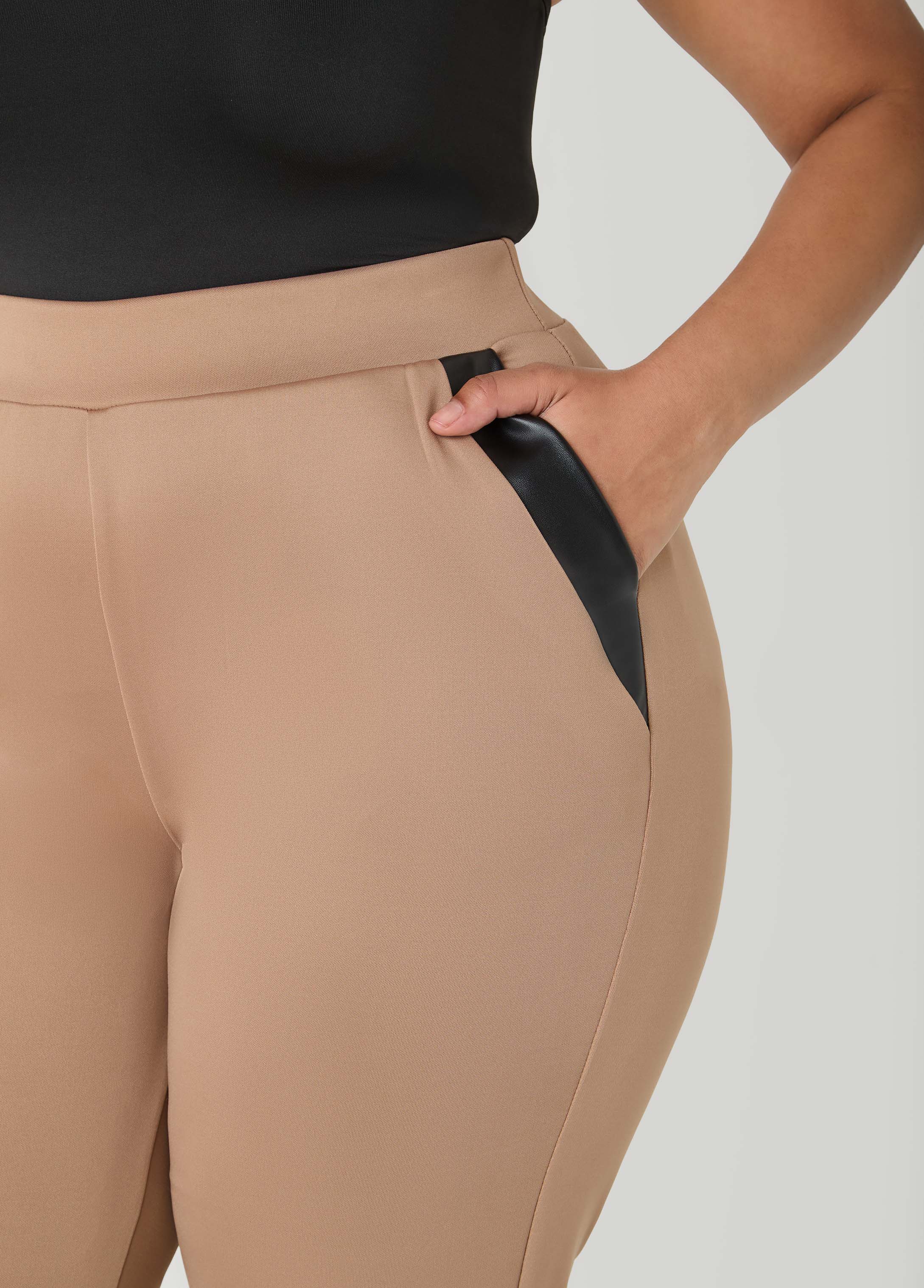 Faux Leather Paneled Joggers - Image 4