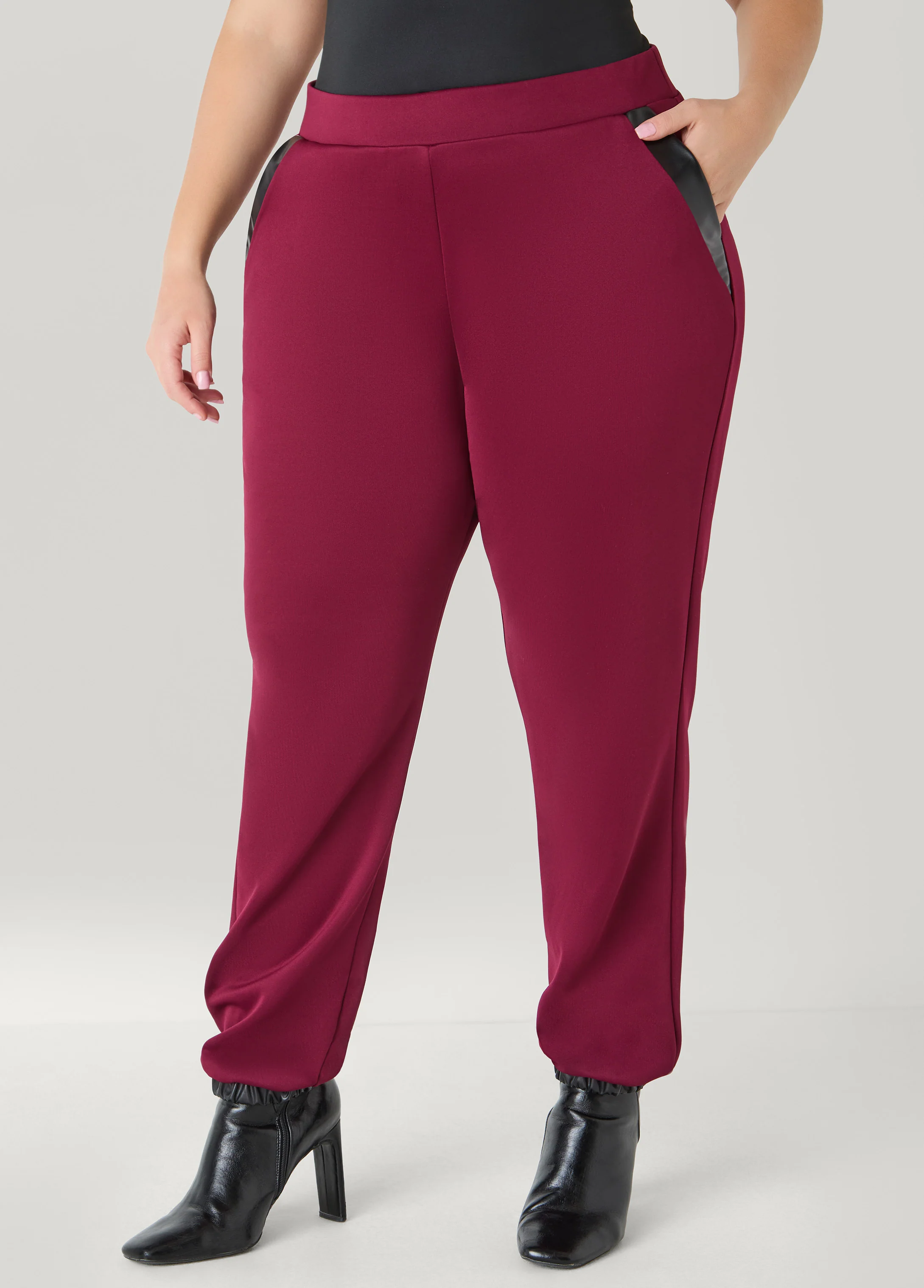 Faux Leather Paneled Joggers - Image 8