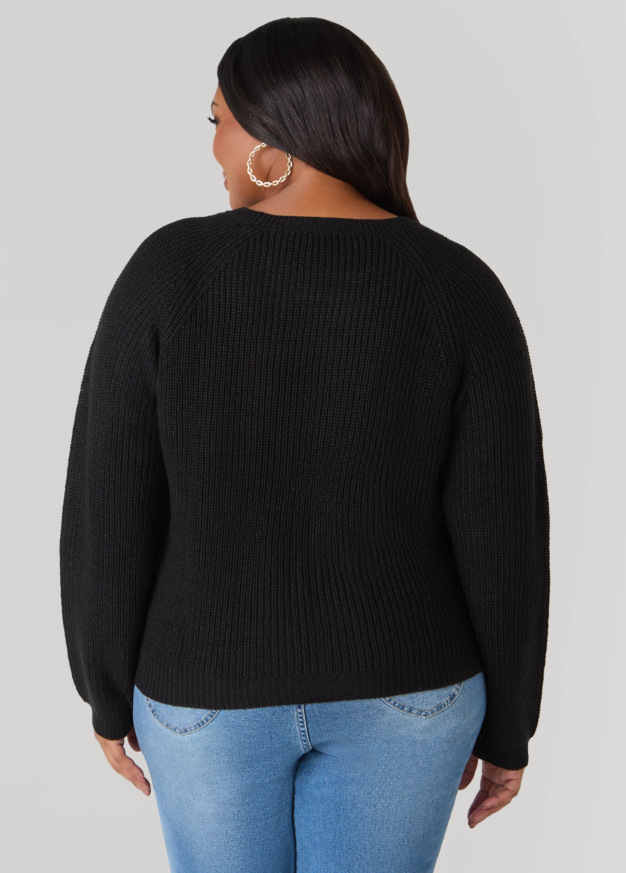 Ribbed Raglan Sweater - Image 2