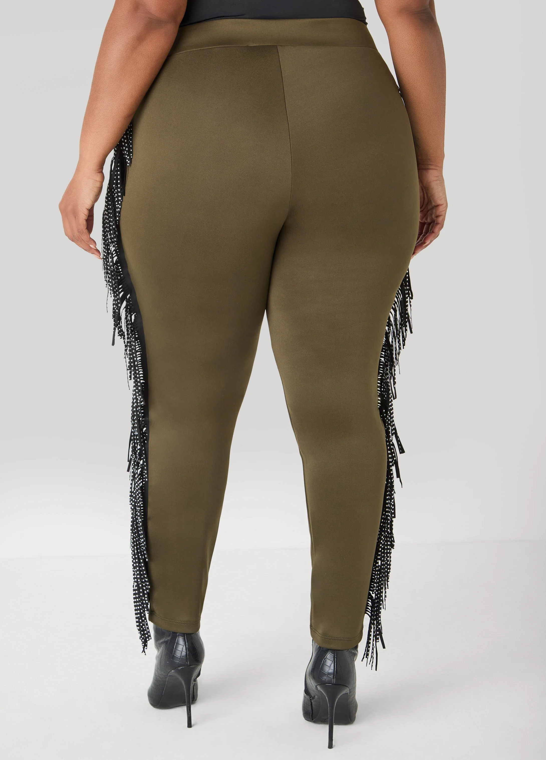 Studded Fringed Track Pants - Image 2